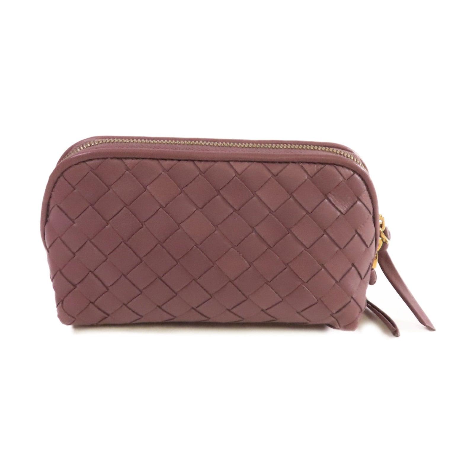 BOTTEGA VENETA 【激減優惠】織紋皮革Pouch金扣手拿包紫色