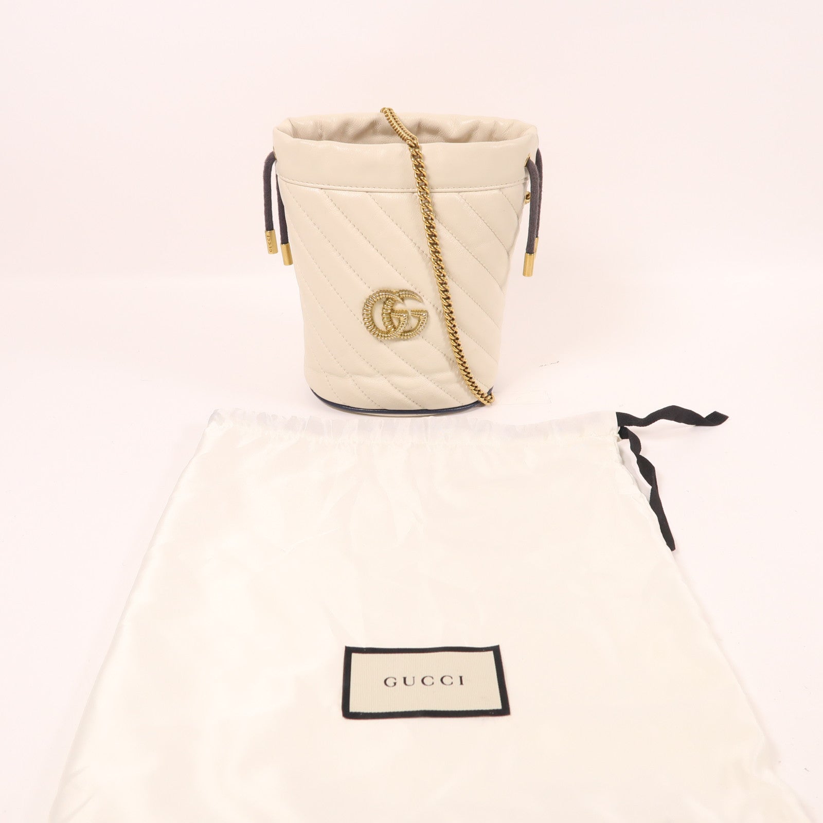 GUCCI 【激減優惠】牛皮皮革Bucket Bag金扣鏈帶肩背袋