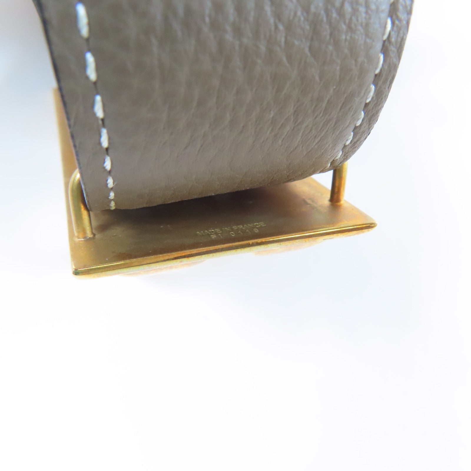 HERMES 【激減優惠】Epsom皮革Belt金扣皮帶灰色