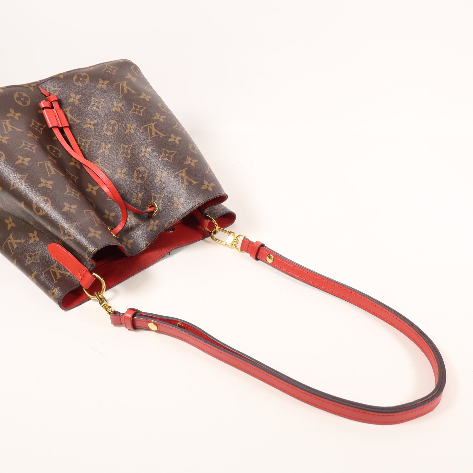 LOUIS VUITTON GHW Neo Noe Bucket Bag Shoulder Handbag M44021 Monogram Coquelicot