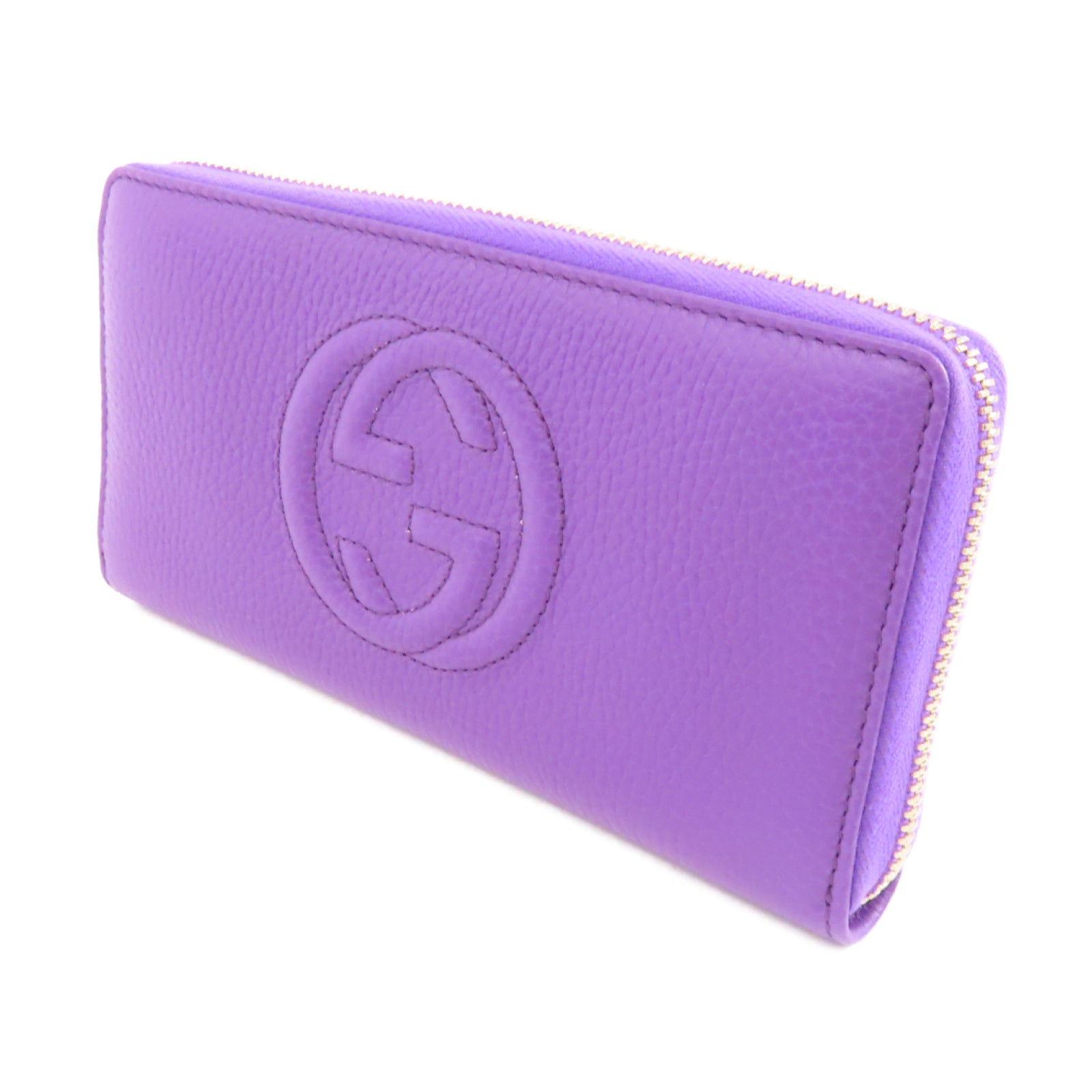 GUCCI 牛皮皮革Long Wallet金扣長錢包紫色