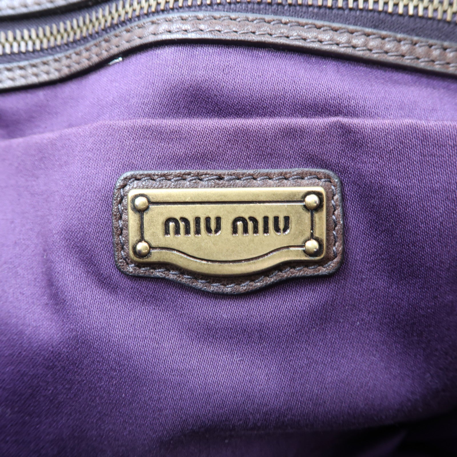 Miu Miu 麂皮皮革/牛皮皮革Shoulder Bag金扣肩背袋啡色