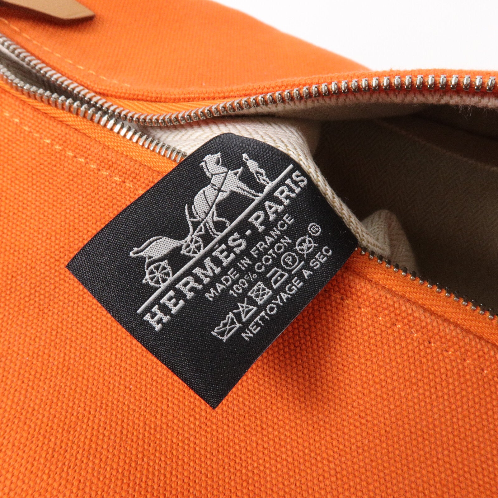 HERMES 帆布Bride-A-Brac Case Large手挽袋Orange