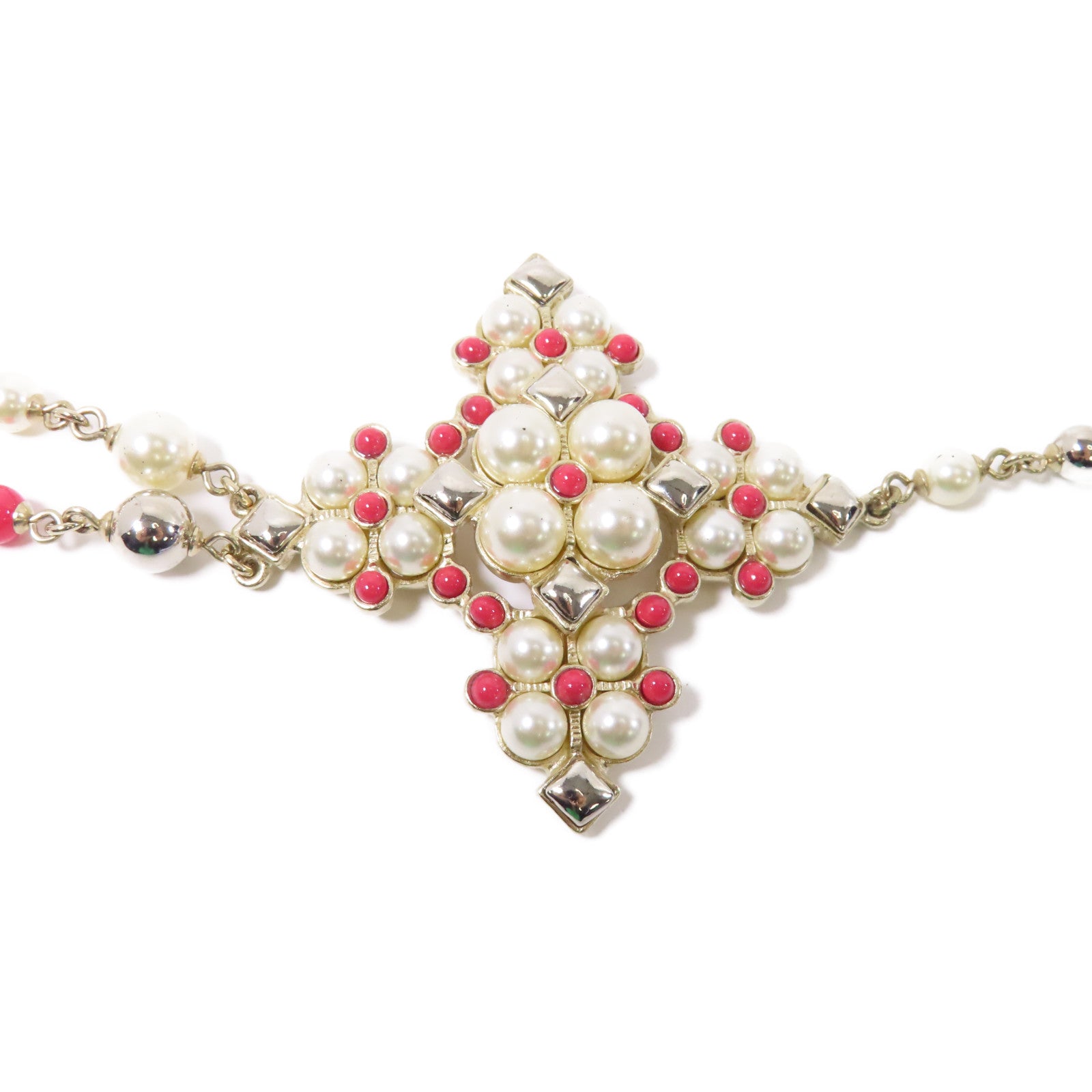 CHANEL 金屬Necklace項鍊白色/紅色/金色