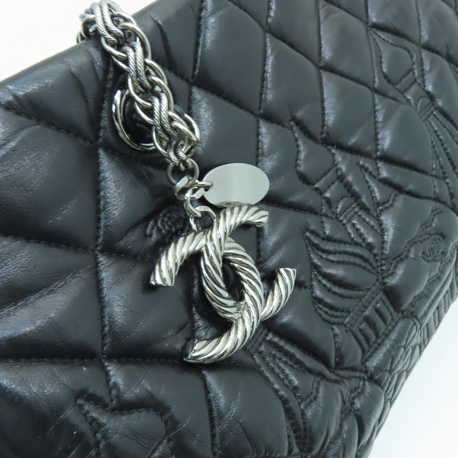CHANEL 【激減優惠】菱格羊皮皮革Chain Shoulder Bag銀扣鏈帶肩背袋黒色