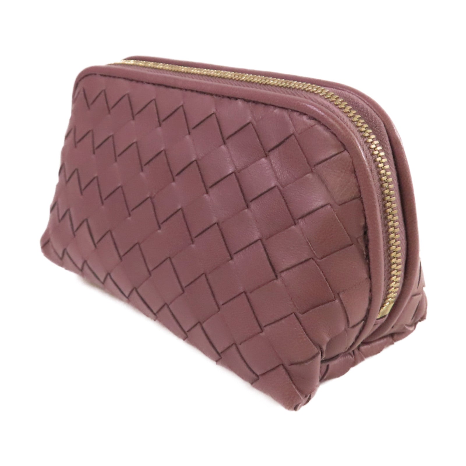 BOTTEGA VENETA 【激減優惠】織紋皮革Pouch金扣手拿包紫色