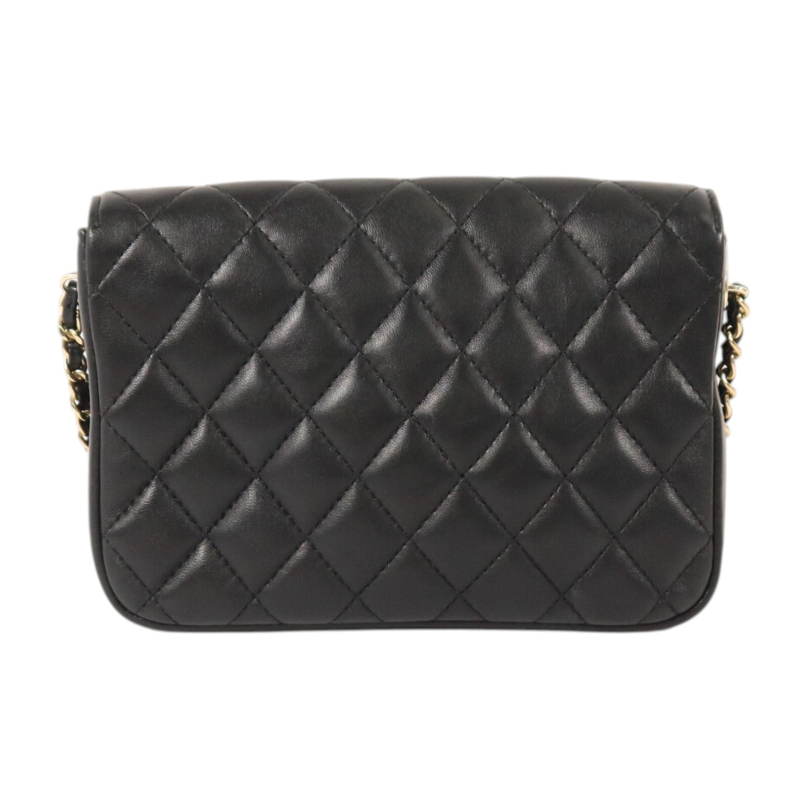 CHANEL 羊皮皮革Side Pack Bag金扣鏈帶肩背袋