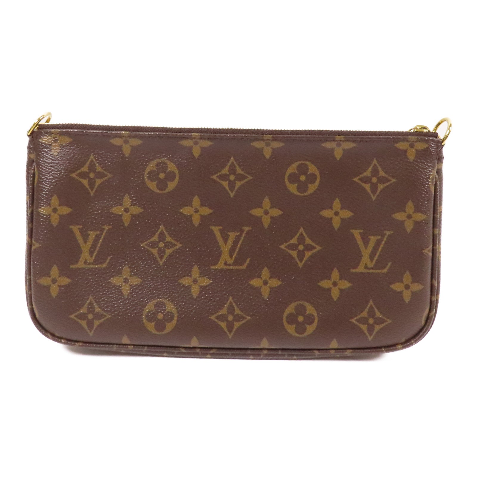 LOUIS VUITTON Monogram Multi Pochette Accessoires金扣手挽肩背兩用袋棕色