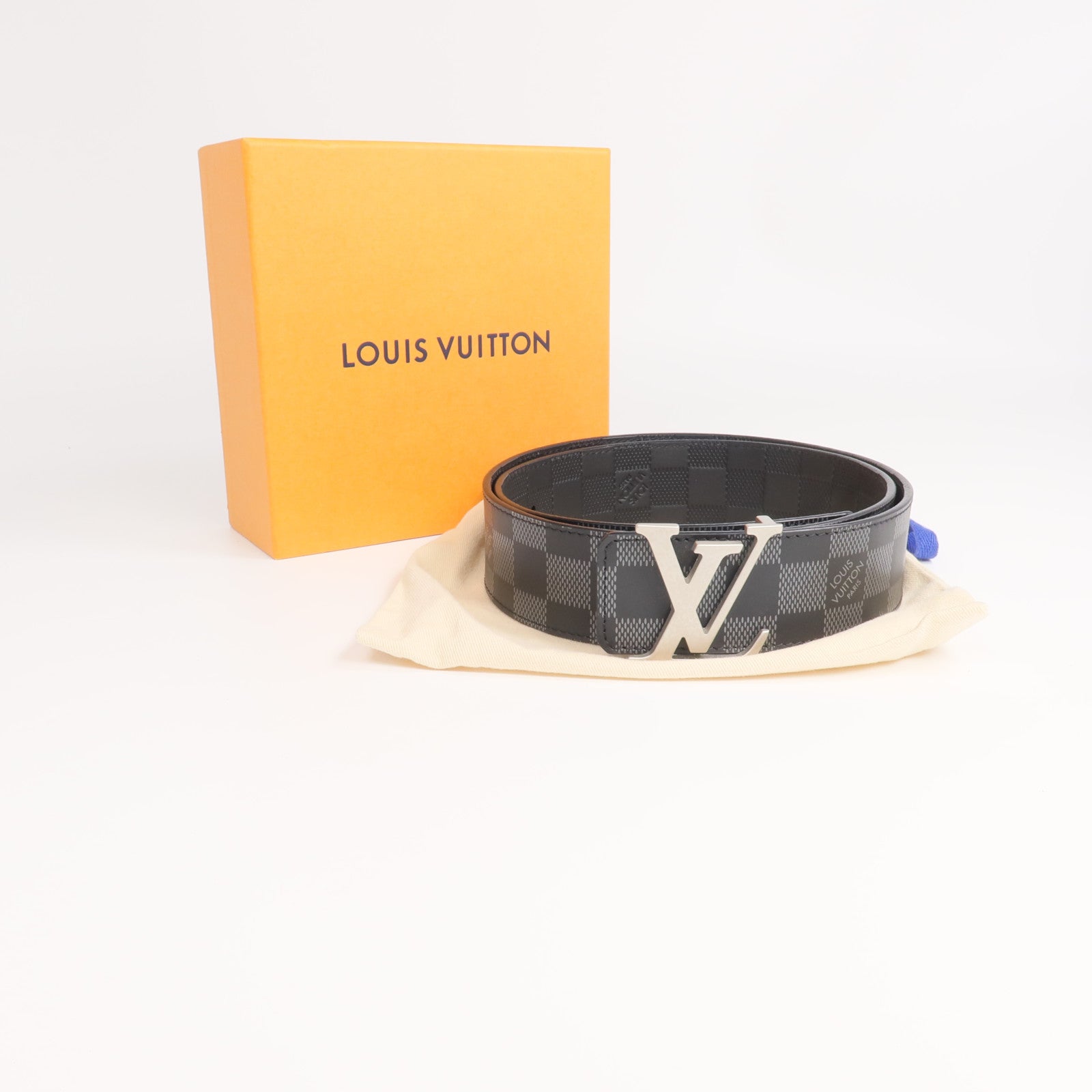LOUIS VUITTON Damier Infini Belt銀扣皮帶
