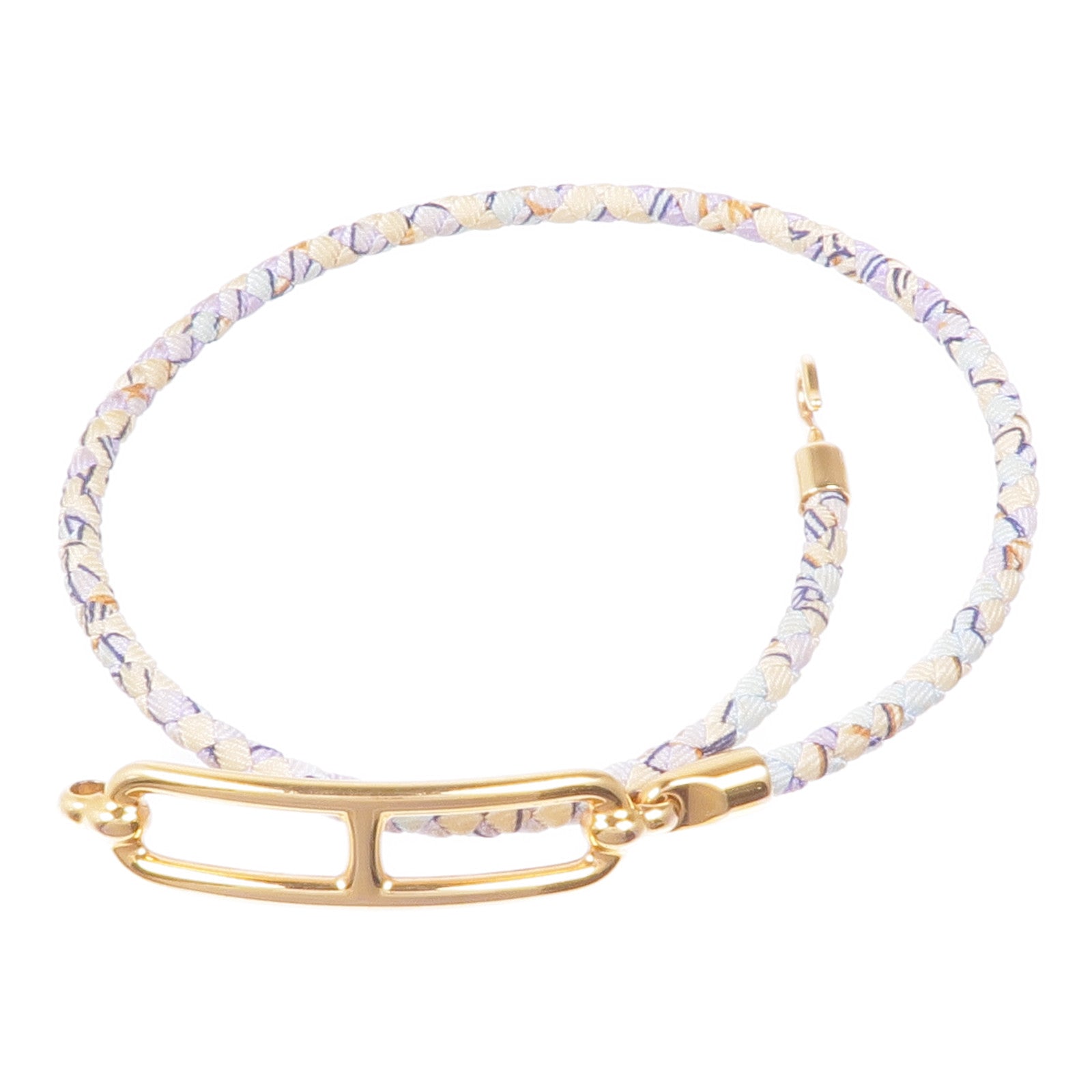 HERMES 絲質Roulis Double金扣手帶