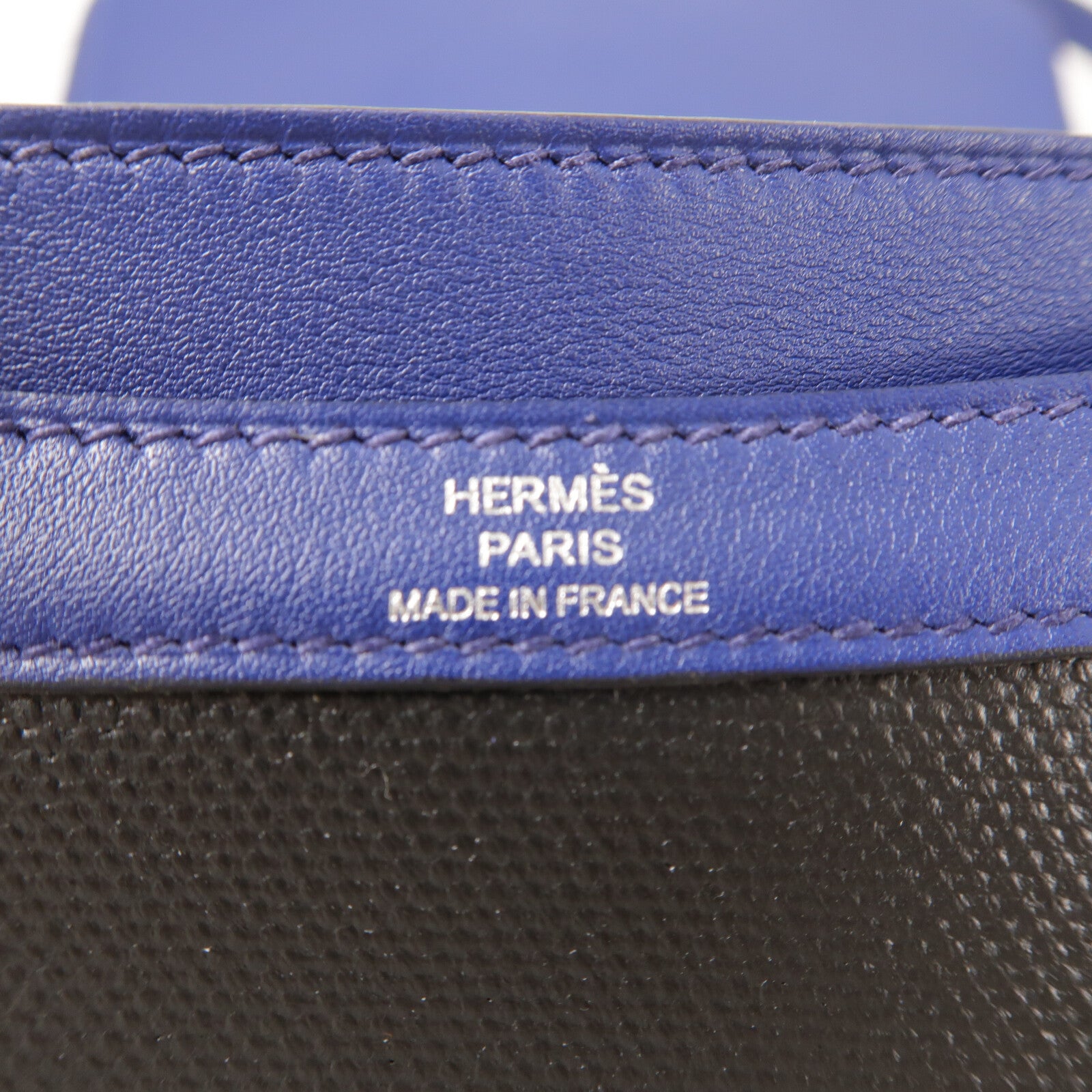 HERMES Swift皮革/Toile帆布Constance 24肩背袋Bleu Sapphire/Noir