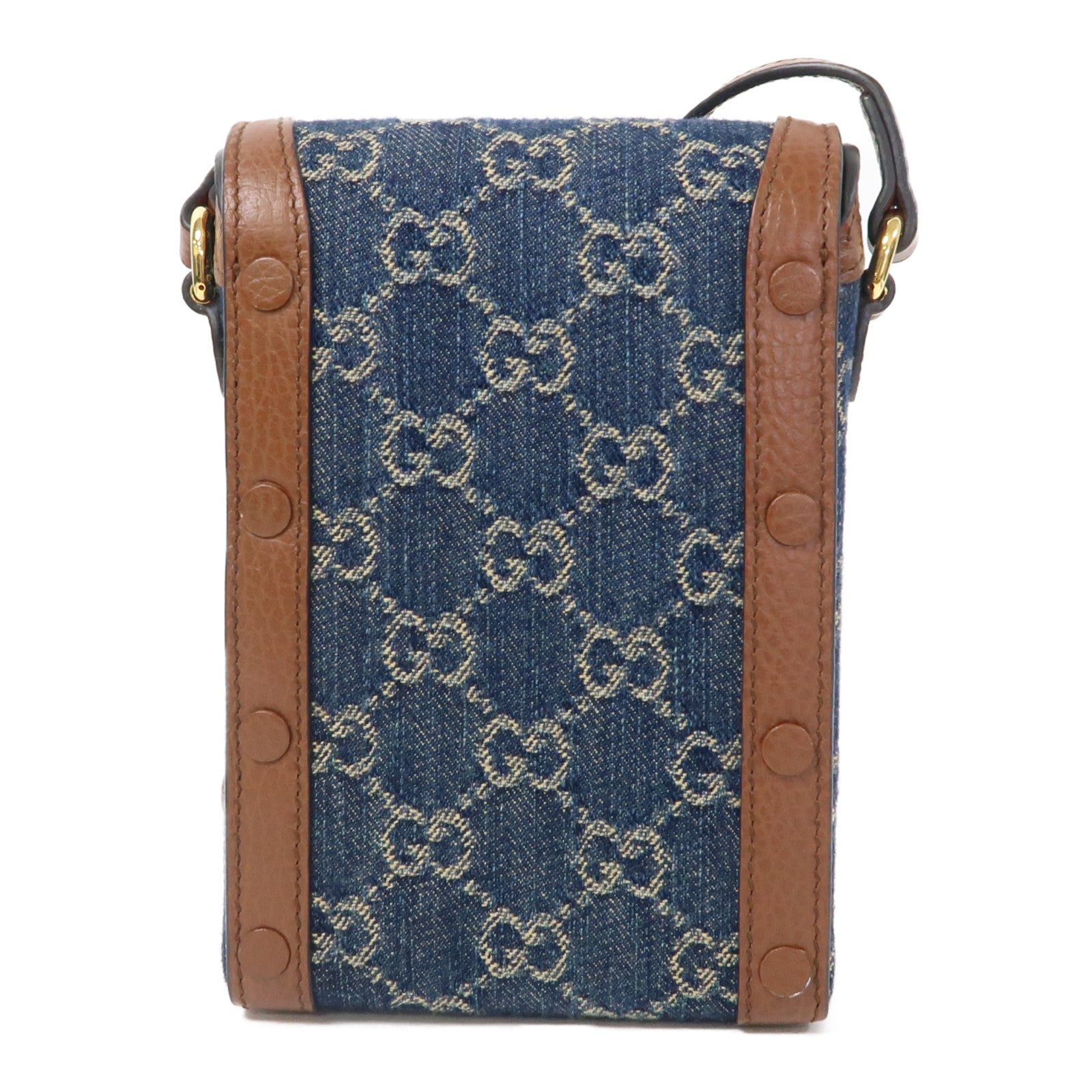 GUCCI 帆布Horsebit 1955 Mini Bag金扣肩背袋藍色