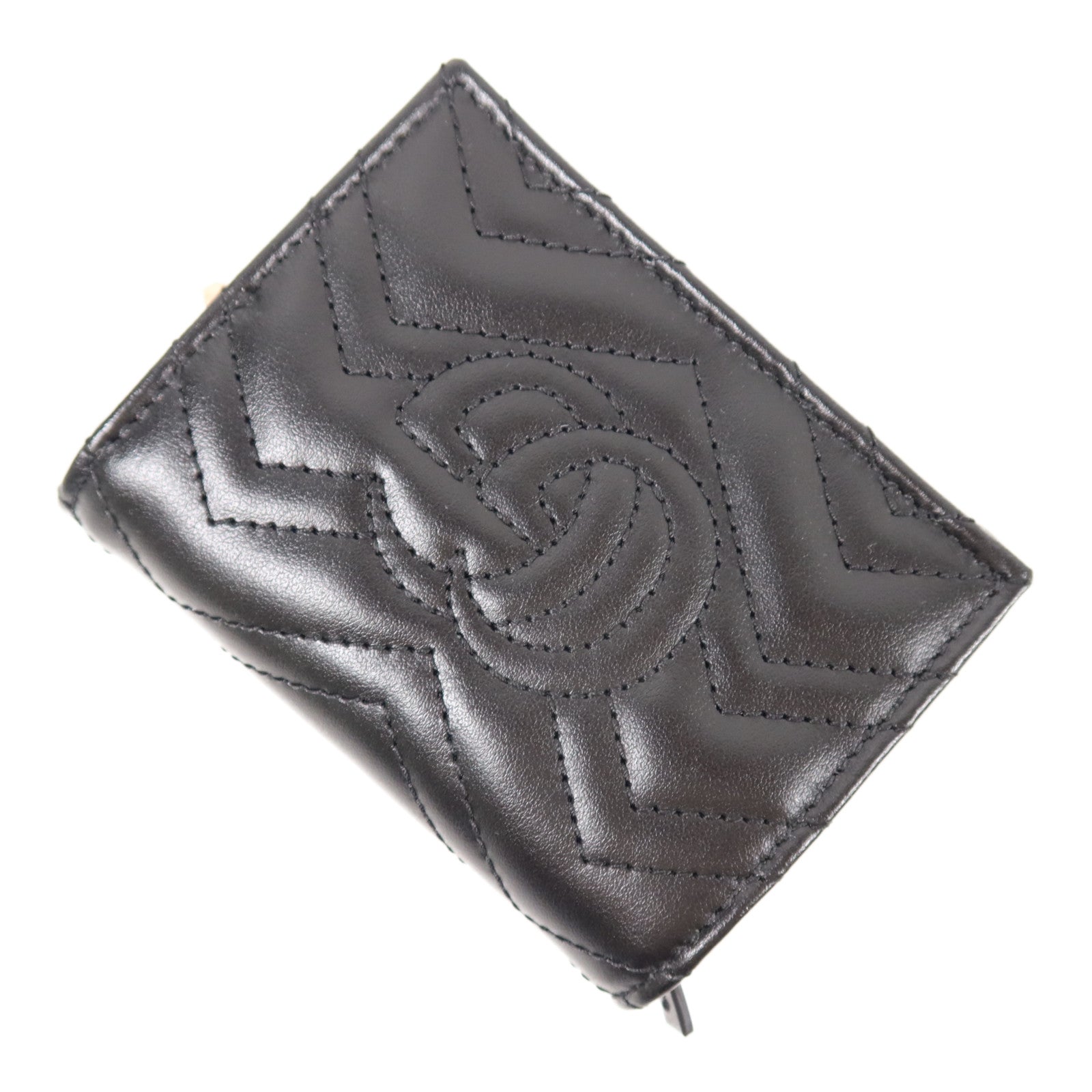 GUCCI Chevron皮革GG Marmont Small Wallet金扣錢包