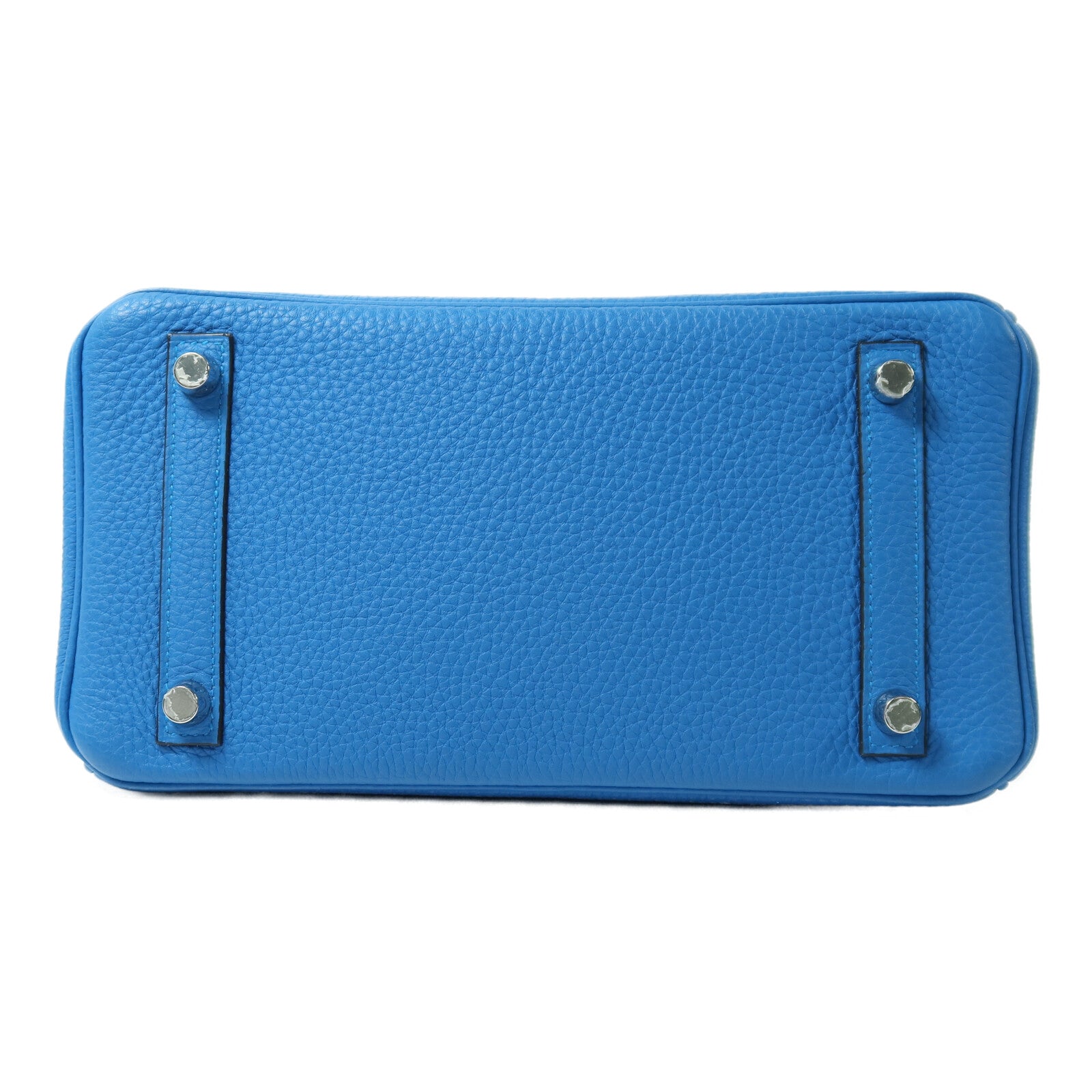 HERMES Togo皮革Birkin 25銀扣手挽袋Blue Zanziar