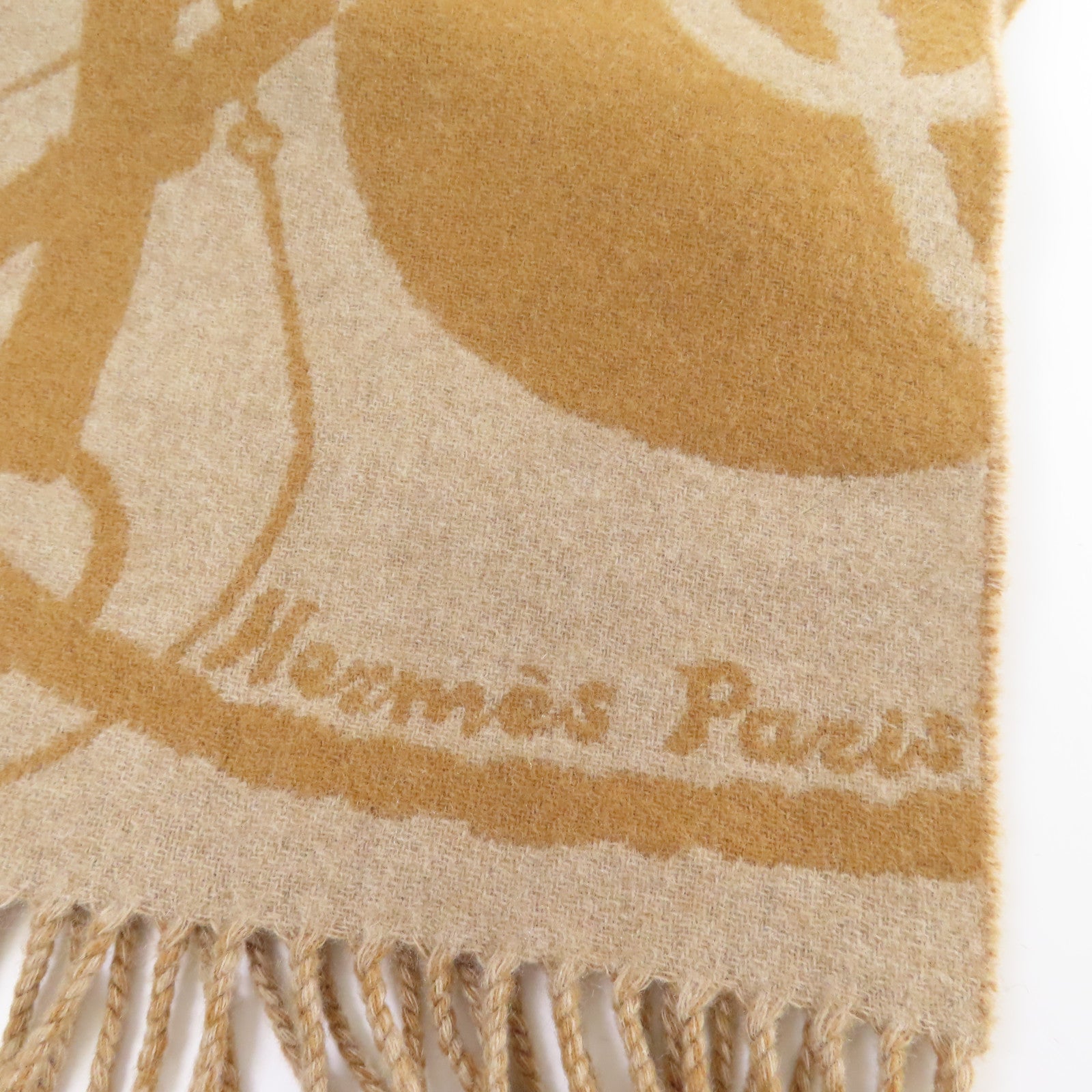 HERMES 【激減優惠】羊絨Scarf圍巾啡色/杏色