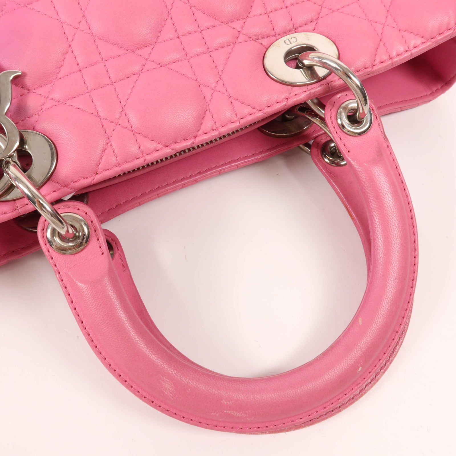 Dior 羊皮皮革Lady Dior銀扣手挽袋