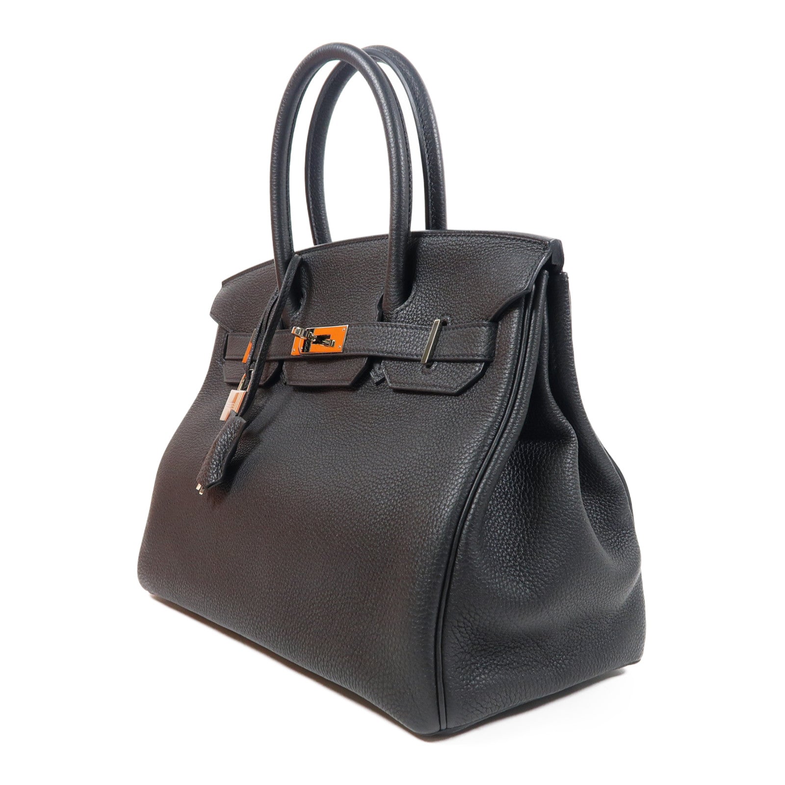 HERMES Togo皮革Birkin 30銀扣手挽袋黑色