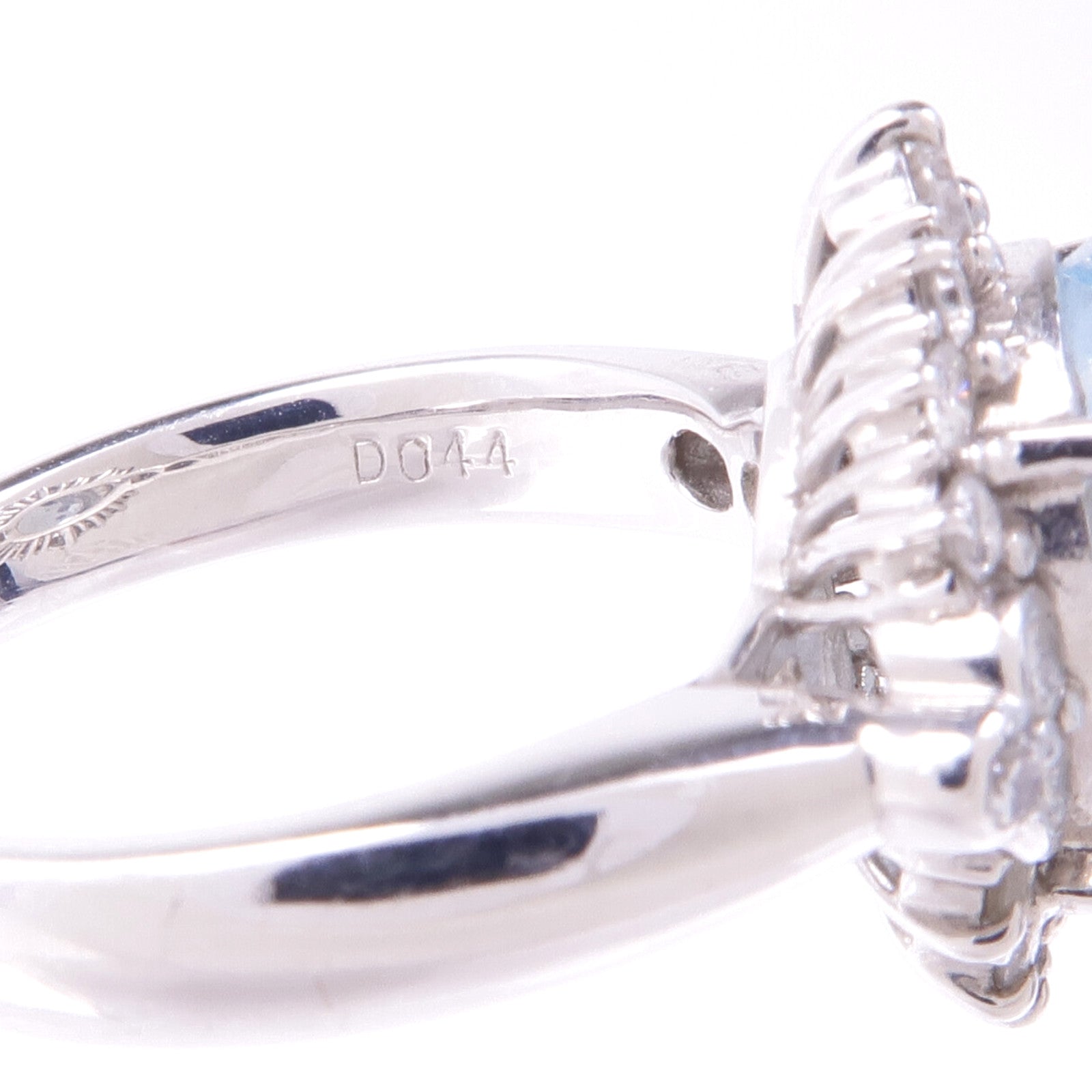 JEWELRY PT900鉑金Aquamarine Diamond Ring藍晶/鑽石戒指US#6