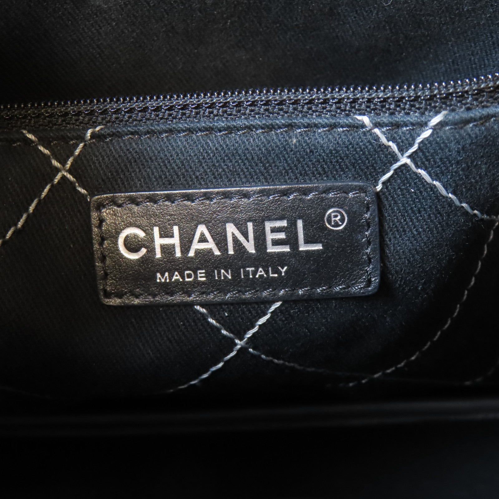 CHANEL 【激減優惠】菱格Caviar皮革Tote Bag銀扣手挽袋銀色