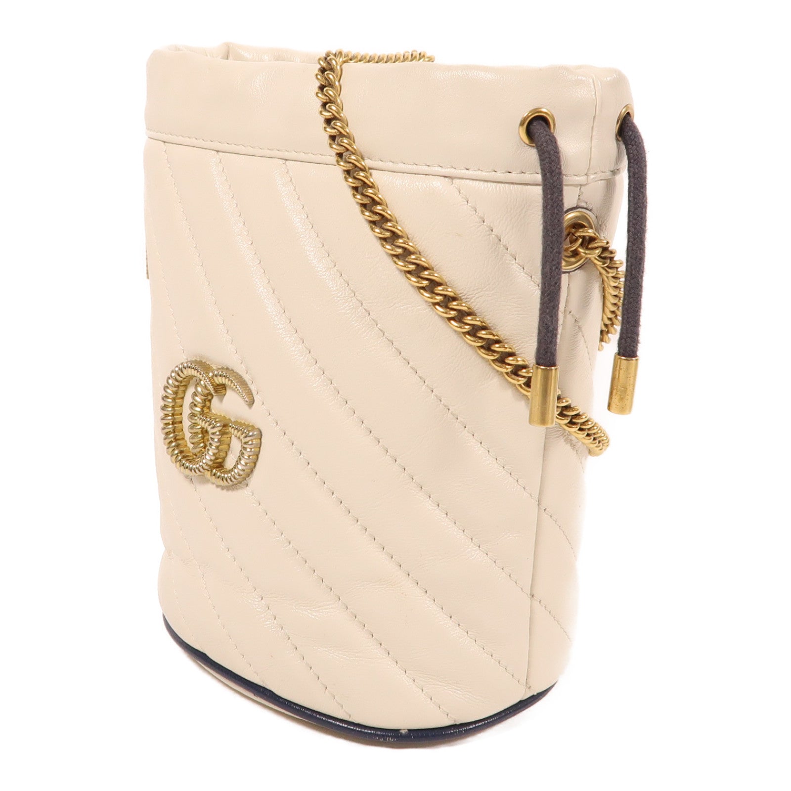 GUCCI 【激減優惠】牛皮皮革Bucket Bag金扣鏈帶肩背袋