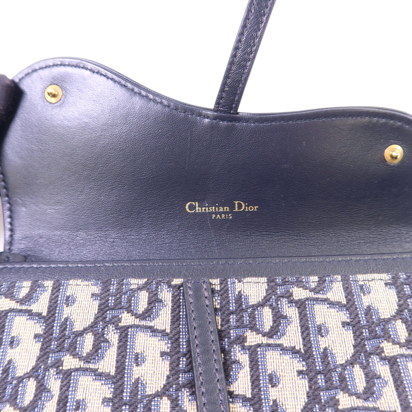 Dior 帆布Small Saddle Pouch金扣鏈帶肩背袋