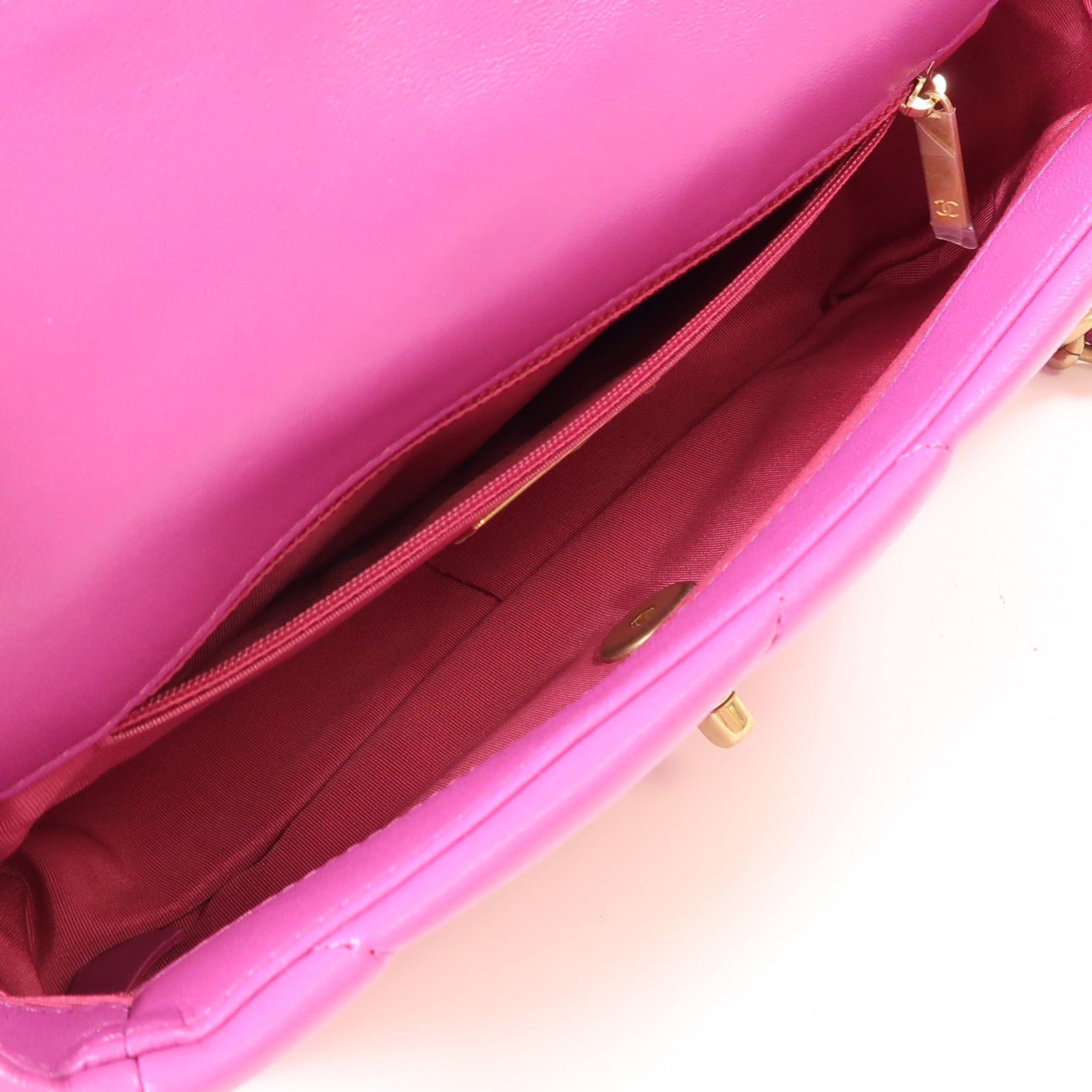 CHANEL 羊皮皮革C19鏈帶手挽肩背兩用袋