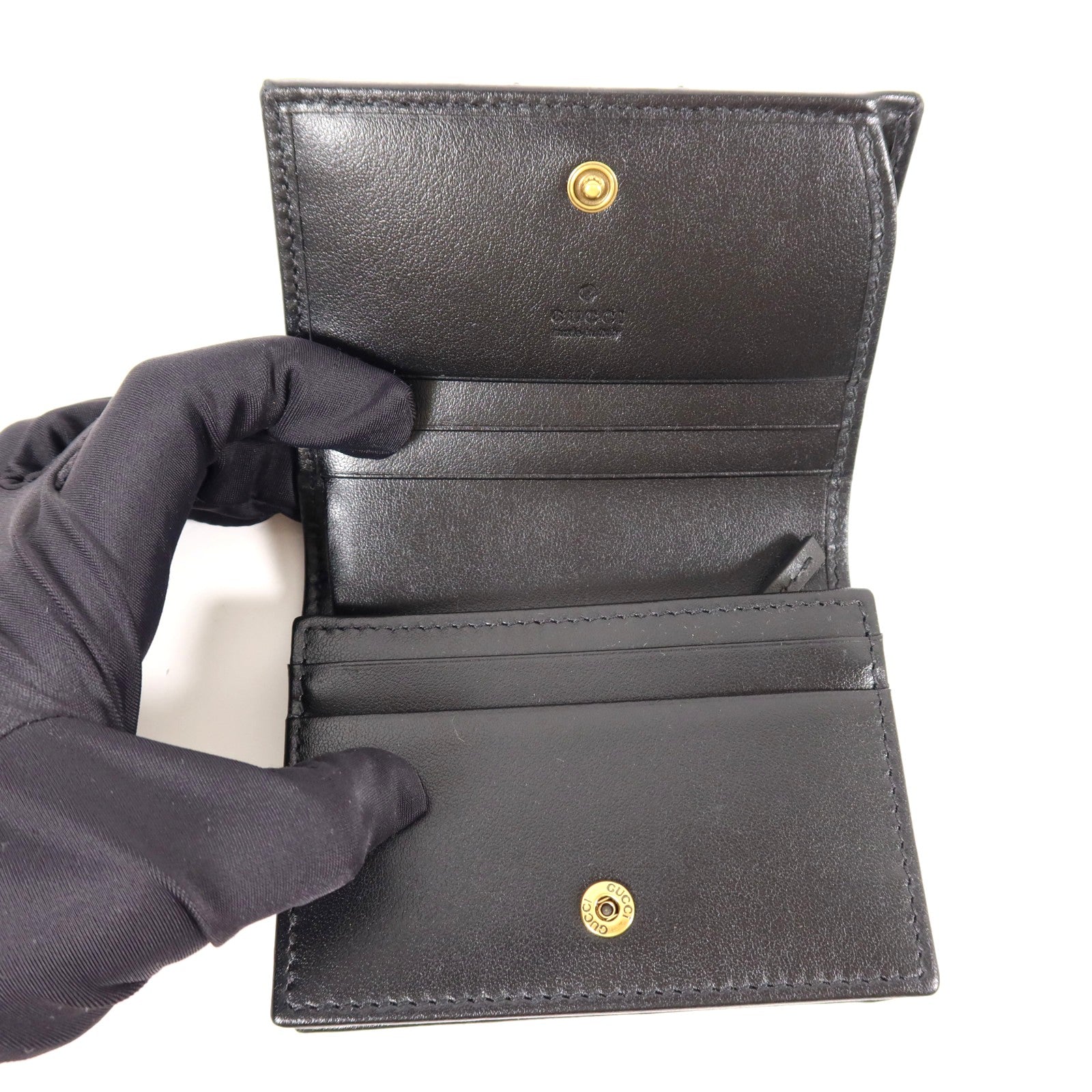 GUCCI Chevron皮革GG Marmont Small Wallet金扣錢包