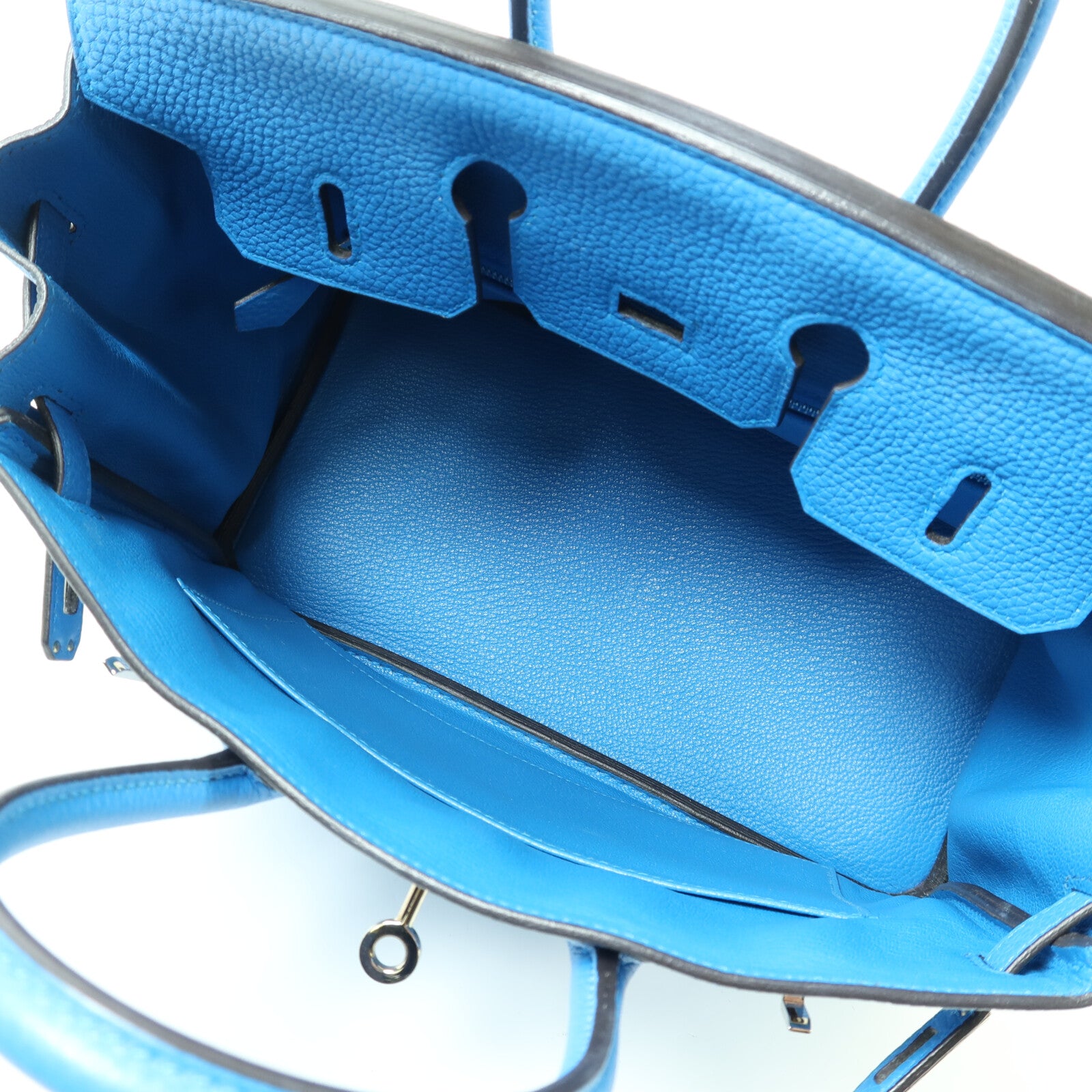 HERMES Togo皮革Birkin 25銀扣手挽袋Blue Zanziar