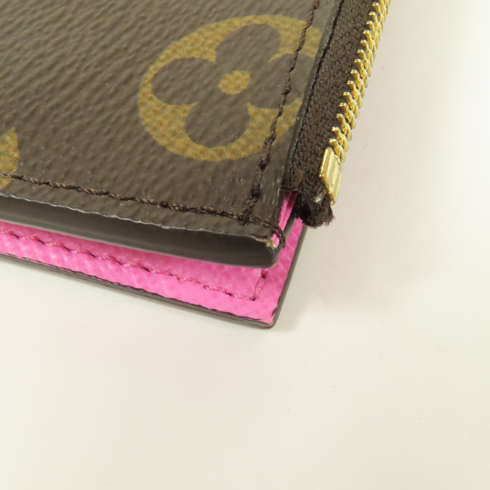 LOUIS VUITTON Monogram Lisa Wallet金扣錢包棕色/粉紅色
