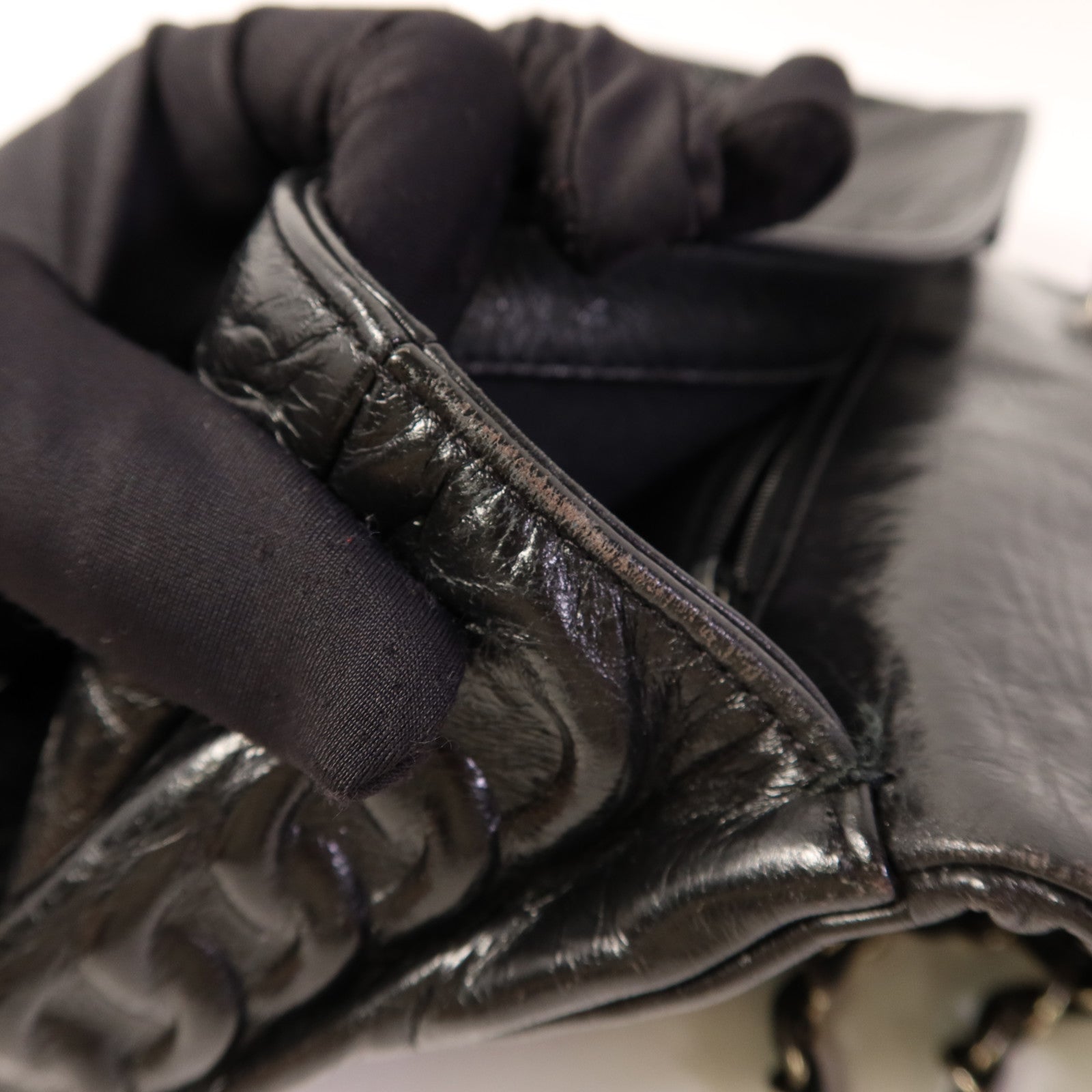 CHANEL 牛皮皮革Chain Shoulder Bag銀扣鏈帶肩背袋