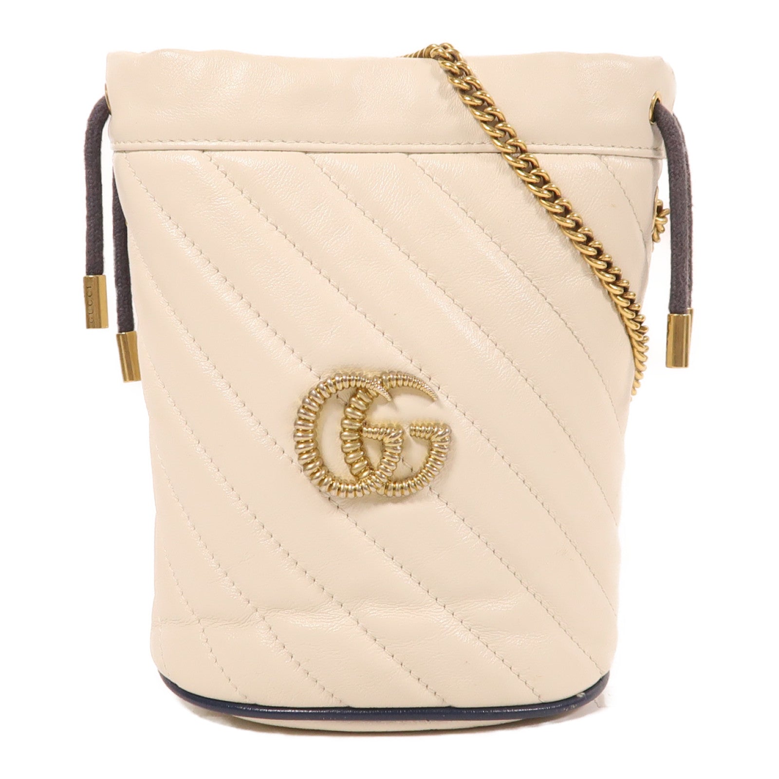 GUCCI 【激減優惠】牛皮皮革Bucket Bag金扣鏈帶肩背袋