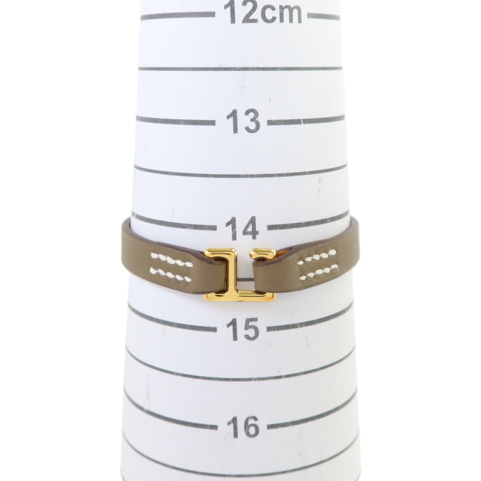 HERMES Swift皮革Rivale Mini Bracelet金扣手鏈Etoupe