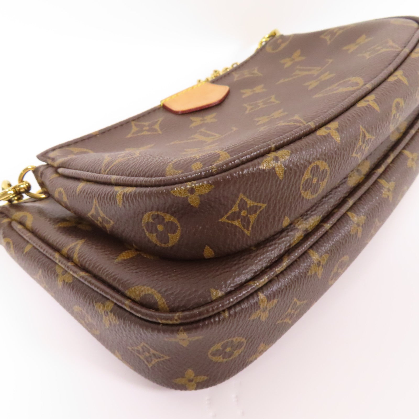LOUIS VUITTON Monogram Multi Pochette Accessoires金扣手挽肩背兩用袋棕色