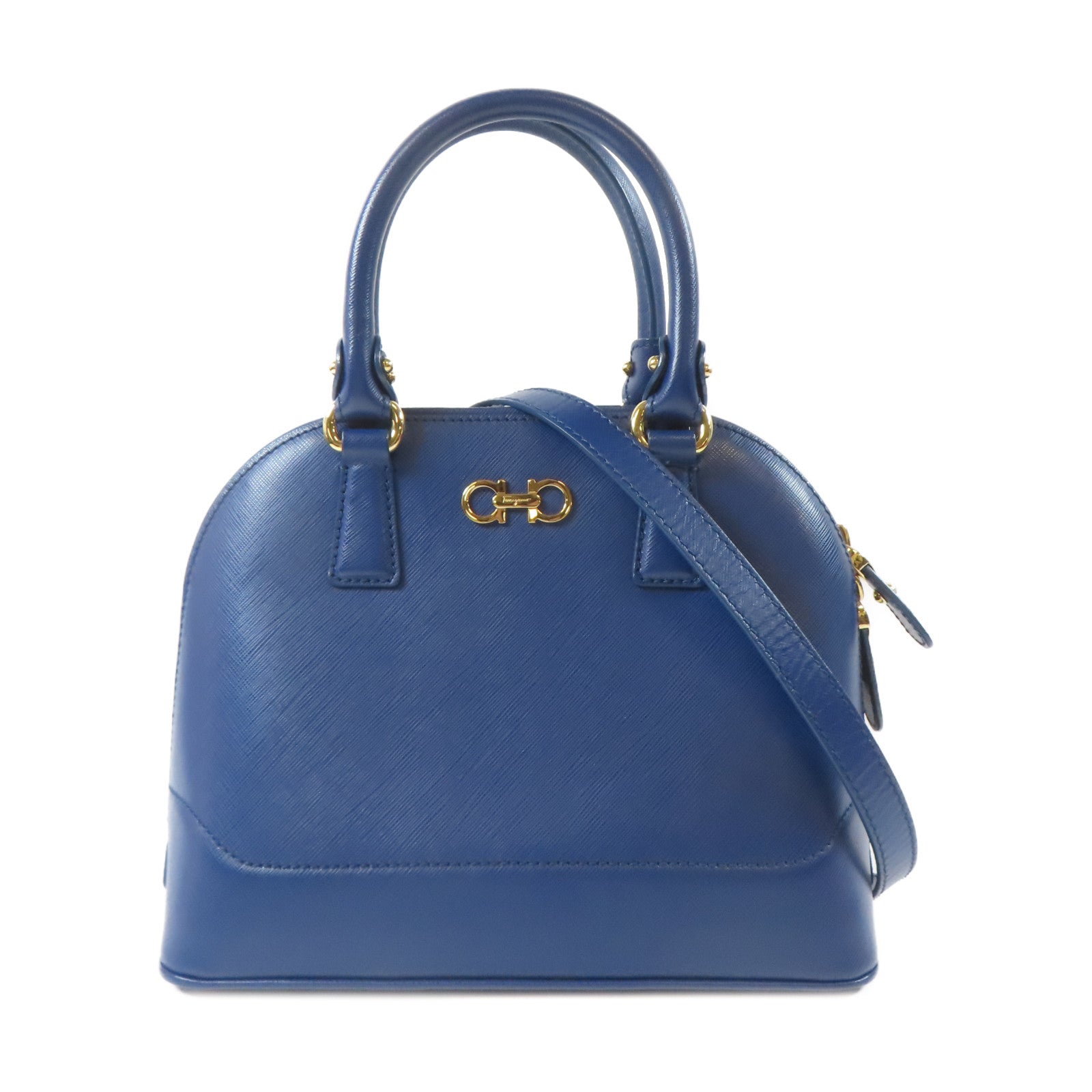 Salvatore Ferragamo 牛皮皮革2 Way Shoulder金扣手挽肩背兩用袋藍色