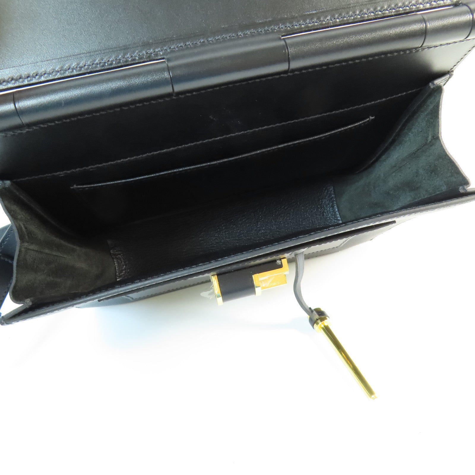 HERMES Swift皮革/Epsom皮革Sacabar 24金扣肩背袋Noir