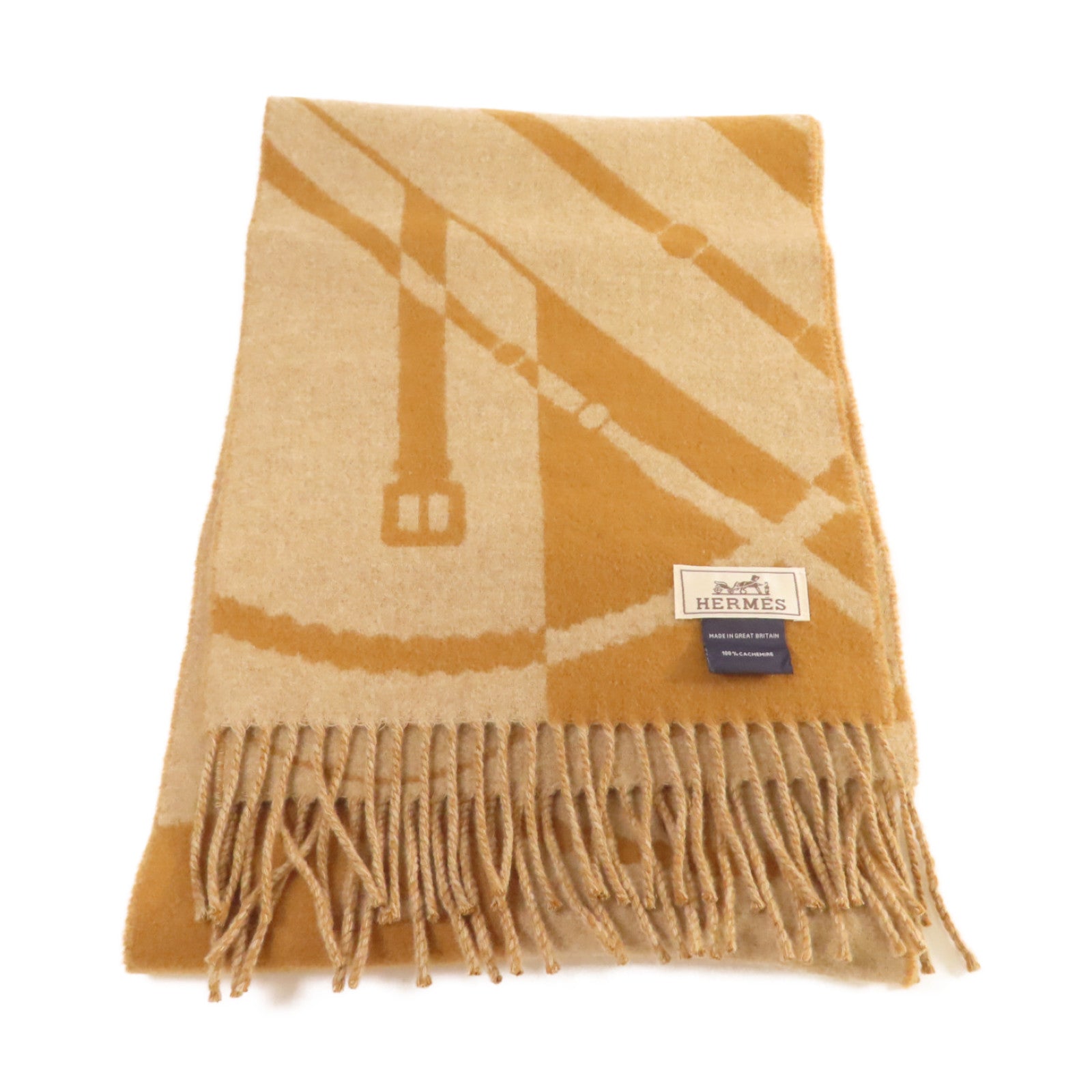 HERMES 【激減優惠】羊絨Scarf圍巾啡色/杏色