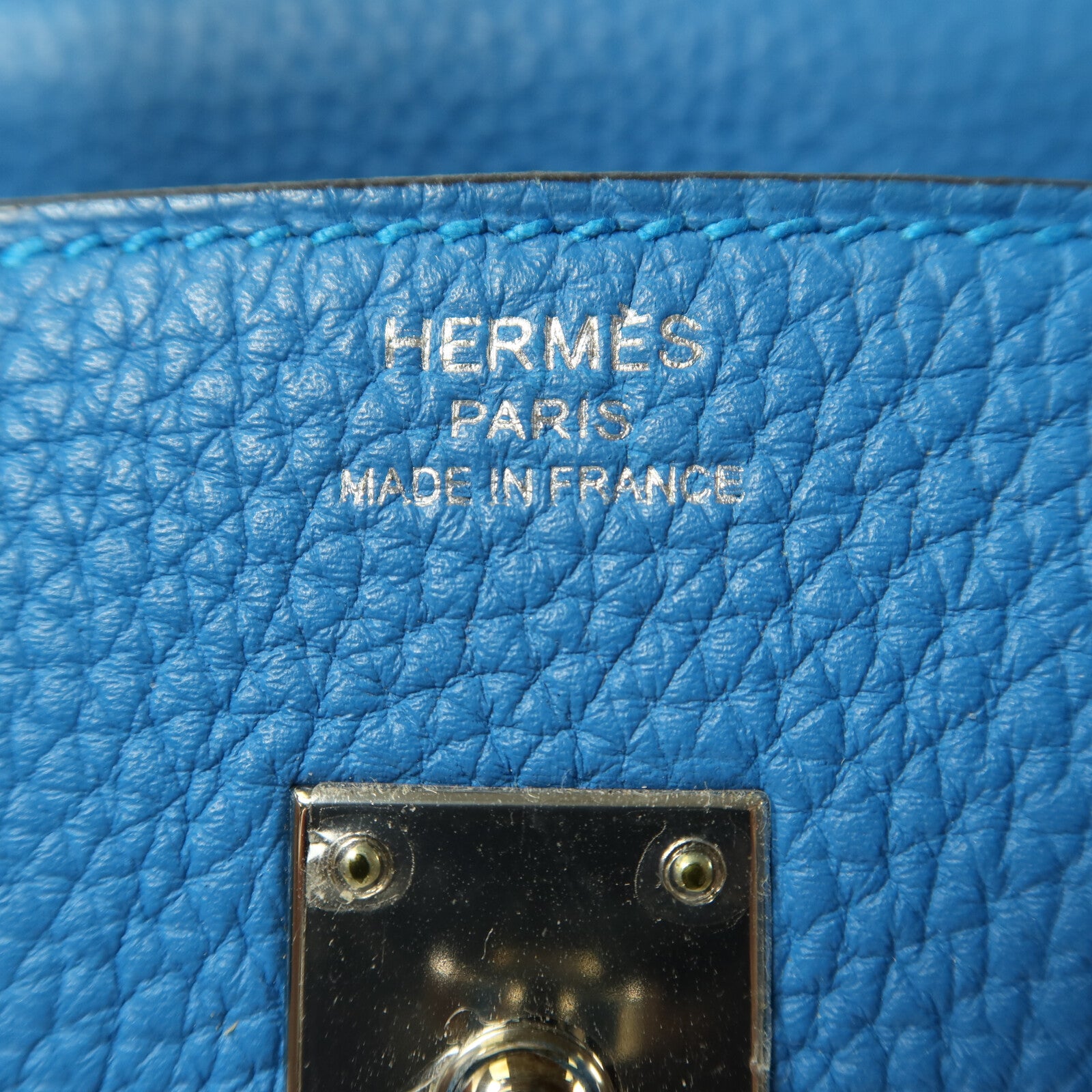 HERMES Togo皮革Birkin 25銀扣手挽袋Blue Zanziar