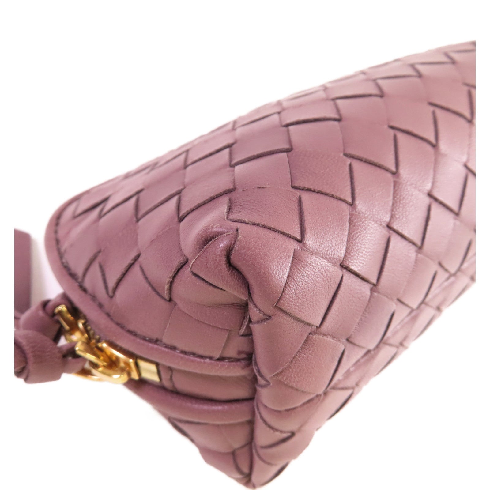 BOTTEGA VENETA 【激減優惠】織紋皮革Pouch金扣手拿包紫色
