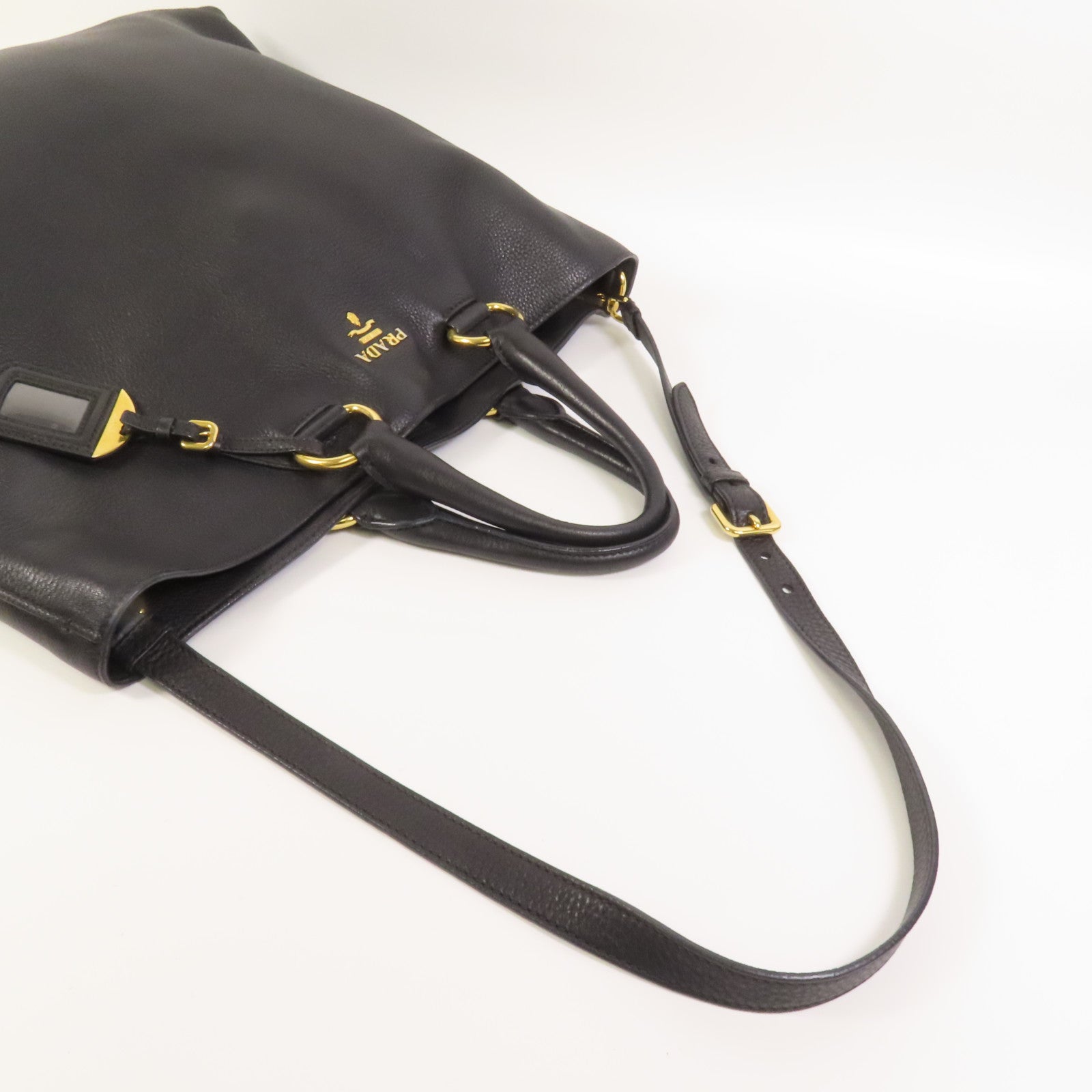 PRADA 牛皮皮革Shoulder Bag金扣手挽肩背兩用袋