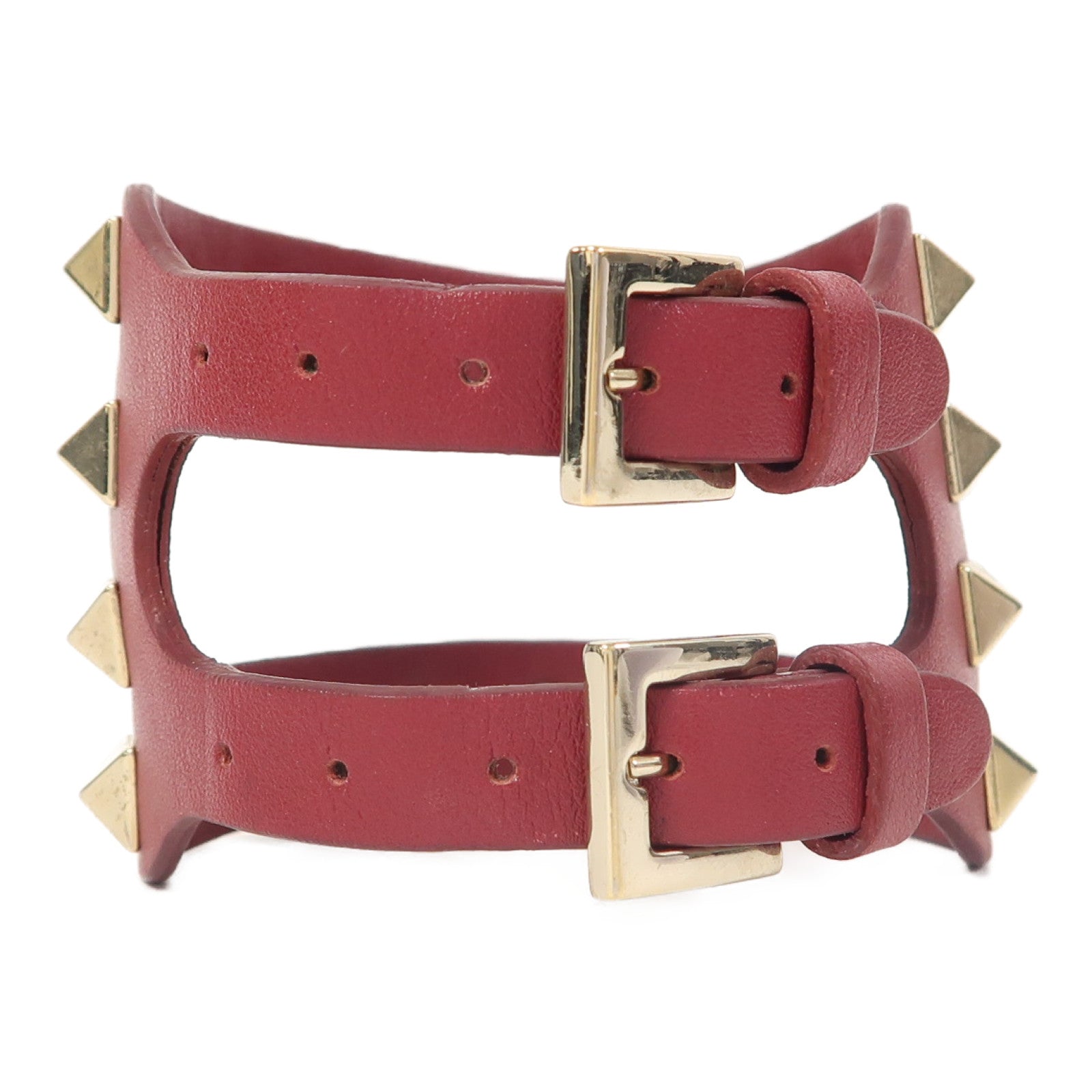 Valentino 【激減優惠】羊皮皮革Bracelet手鐲紅色