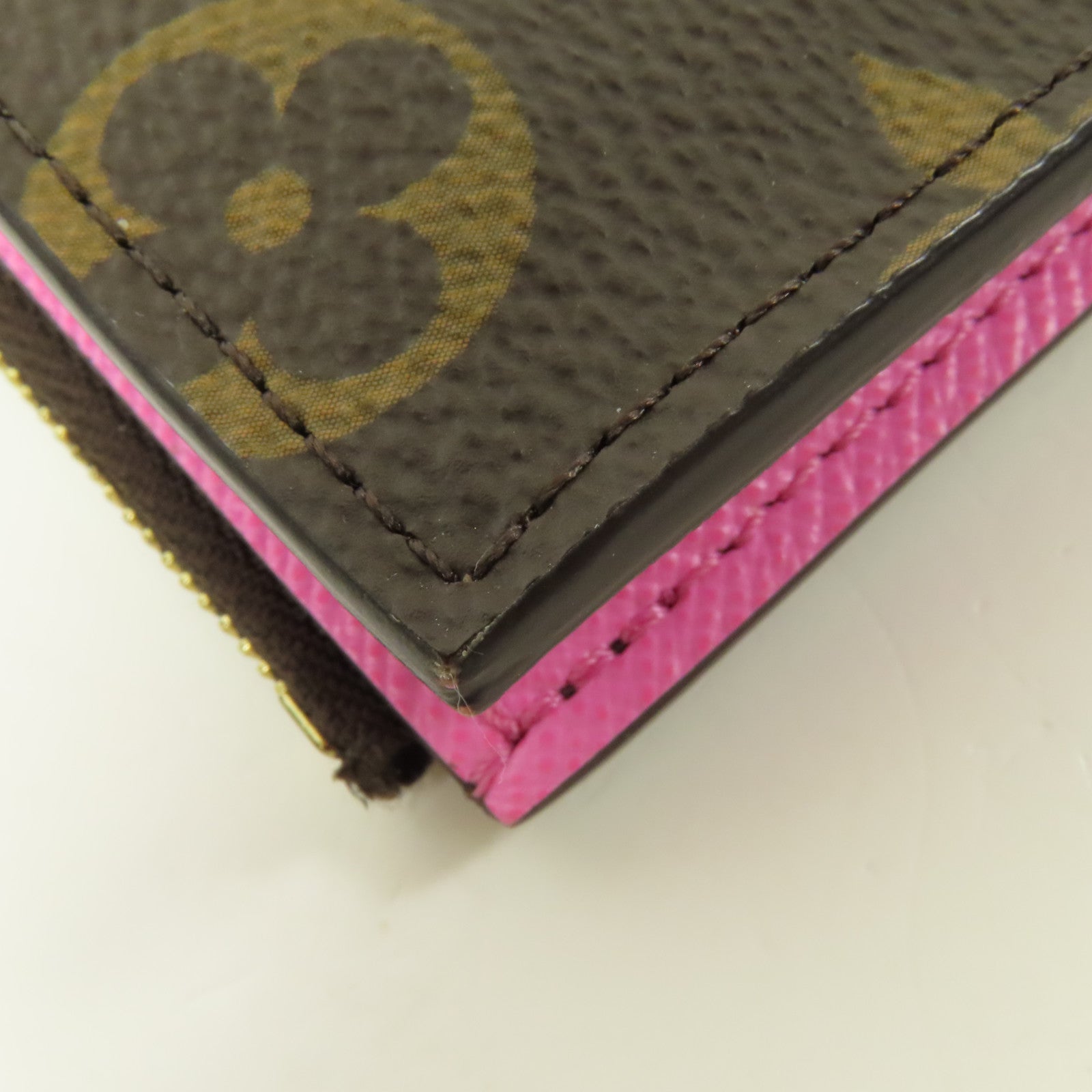 LOUIS VUITTON Monogram Lisa Wallet金扣錢包棕色/粉紅色