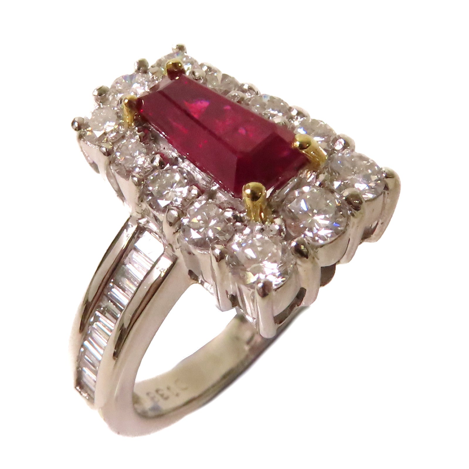 JEWELRY 【激減優惠】PT900鉑金/18K黃金/1.58ct紅寶石/1.38ct鑽石Ruby Ring戒指US#6.25