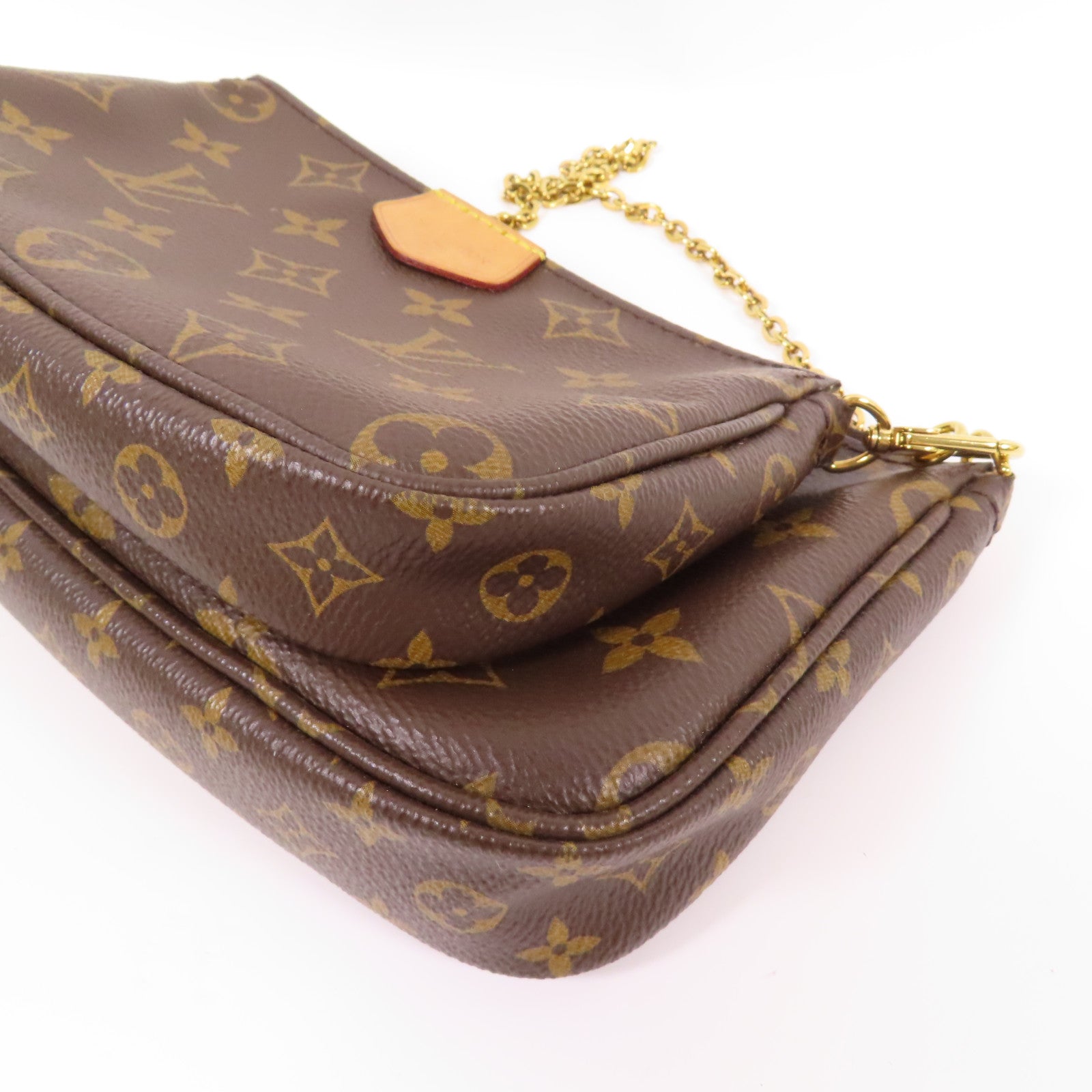 LOUIS VUITTON Monogram Multi Pochette Accessoires金扣手挽肩背兩用袋棕色