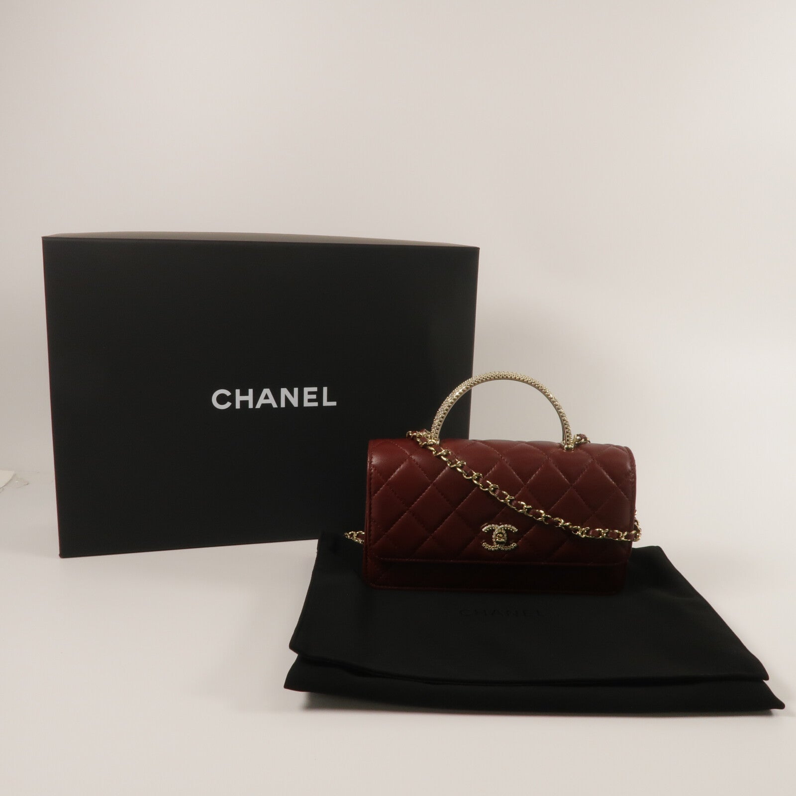 CHANEL 羊皮皮革Wallet On Chain With Top Handle鏈帶手挽肩背兩用袋