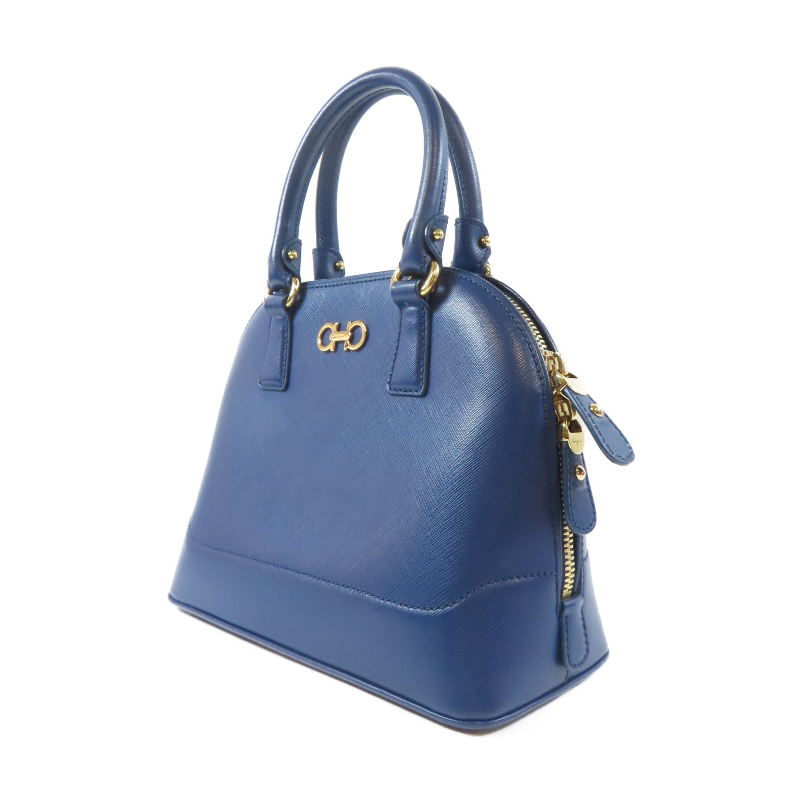 Salvatore Ferragamo 牛皮皮革2 Way Shoulder金扣手挽肩背兩用袋藍色