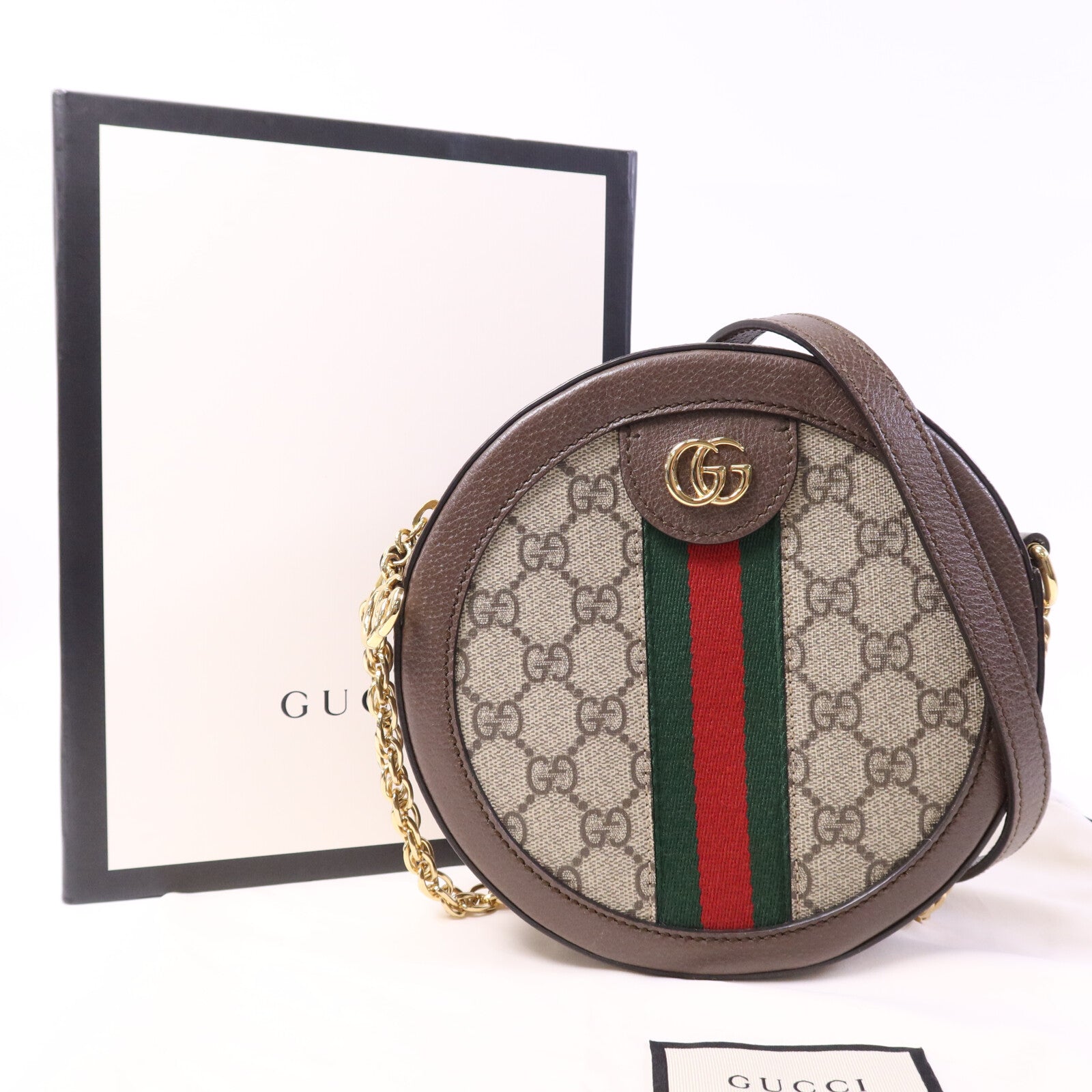 GUCCI 塗層帆布Ophidia金扣鏈帶肩背袋