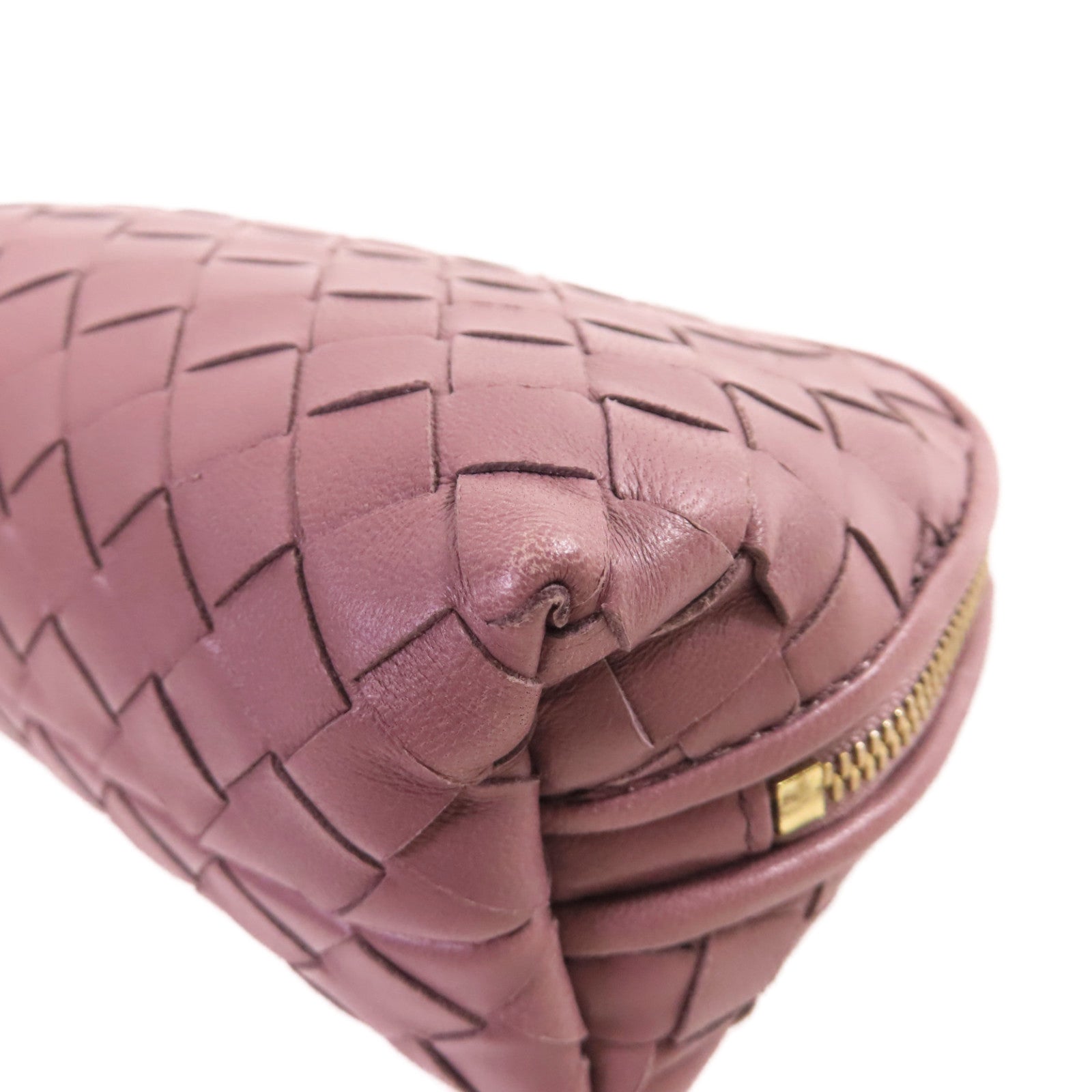 BOTTEGA VENETA 【激減優惠】織紋皮革Pouch金扣手拿包紫色