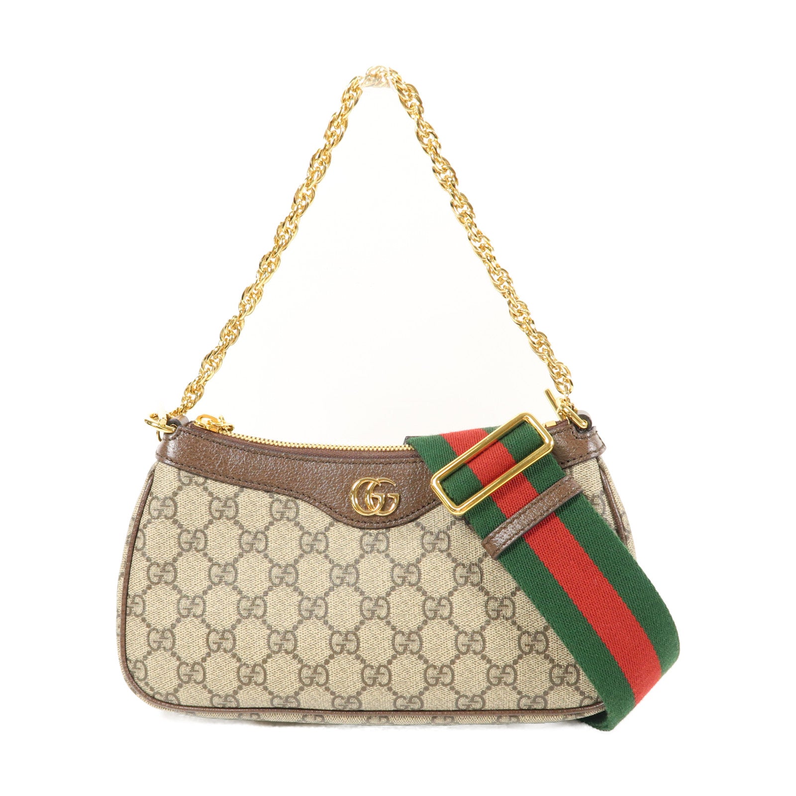GUCCI GG GHW Ophidia Small 2 Way Shoulder Bag 735132 Coated Canvas Brown
