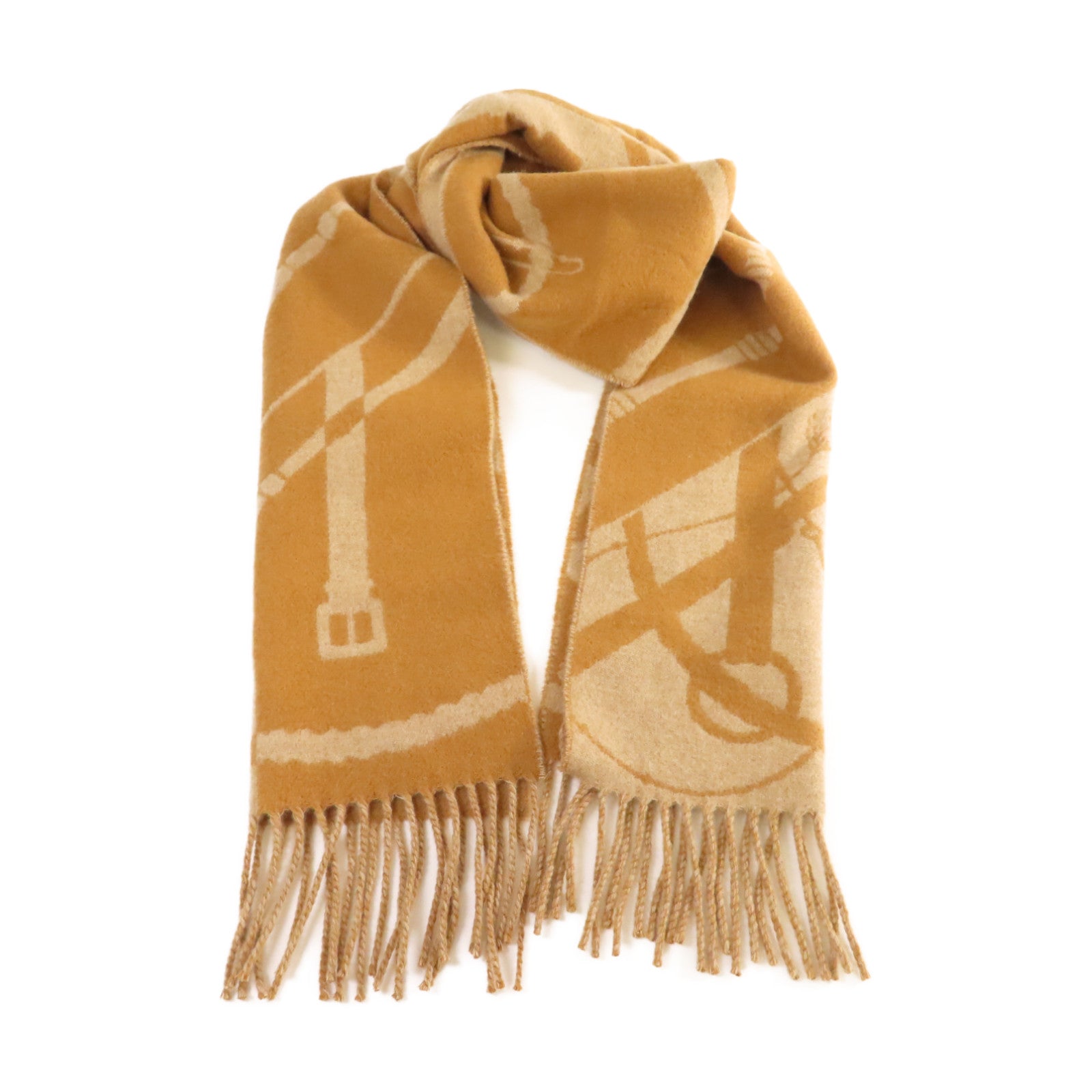 HERMES 【激減優惠】羊絨Scarf圍巾啡色/杏色