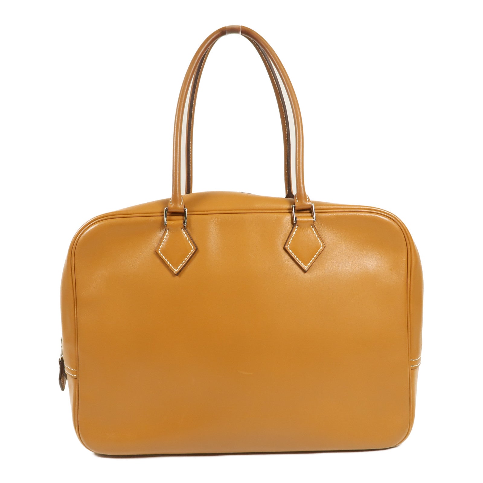 HERMES Butler皮革Plume Pop 32銀扣手挽袋Natural